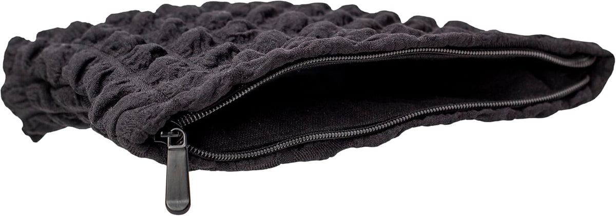 PAZIMIIK Floral Makeup Bag Large Cotton Zipper Pouch for Purse Travel Canvas Make Up Organizer for Women Cosmetic,Bubble Black