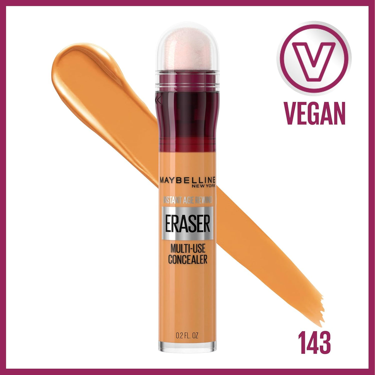 Maybelline Instant Age Rewind Instant Eraser Multi-Use Concealer, Crease-Resistant Coverage, Up to 12HR Moisturizing Wear, 143, 1 Count