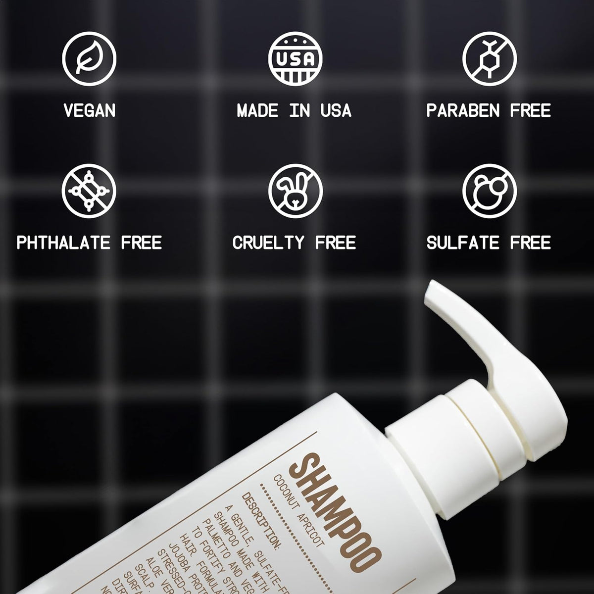 Blu Atlas Men's Natural Shampoo – Organic, Sulfate-Free, Paraben-Free – Deep Cleansing & Hydrating – Coconut Apricot Scent – Made in America – 16 oz
