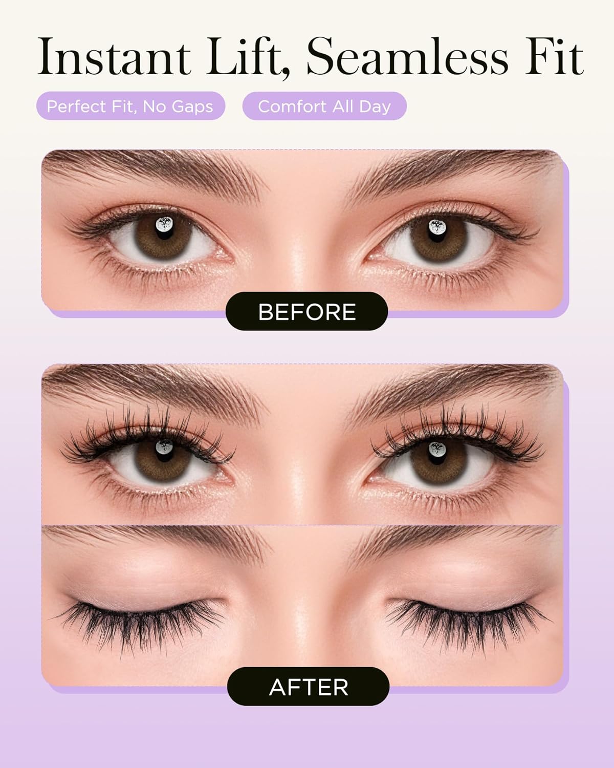 BEYELIAN Soft Magnetic Eyelashes, Reusable Magnetic Lashes with Applicator Natural Look No Glue Needed Comfortable & Secure Fit for All-Day Wear (1 Pair,SME35)