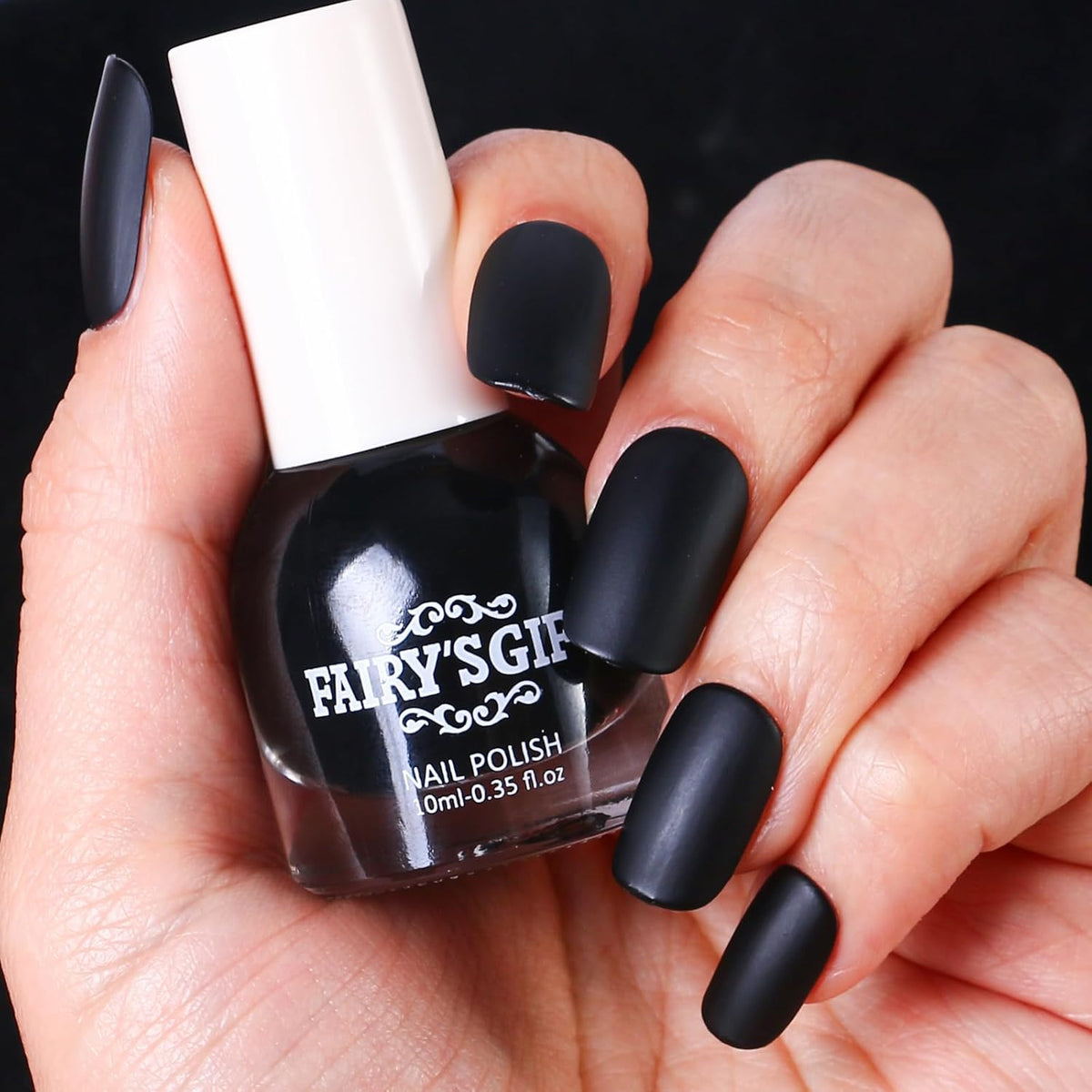 Matte Nail Polish Air Dry Nail Lacquer for Nail Art Varnish, Mist Effect Matte Finish Velvet Nail Polish, 0.35 fl oz (Piano Black-09, 10 ML)