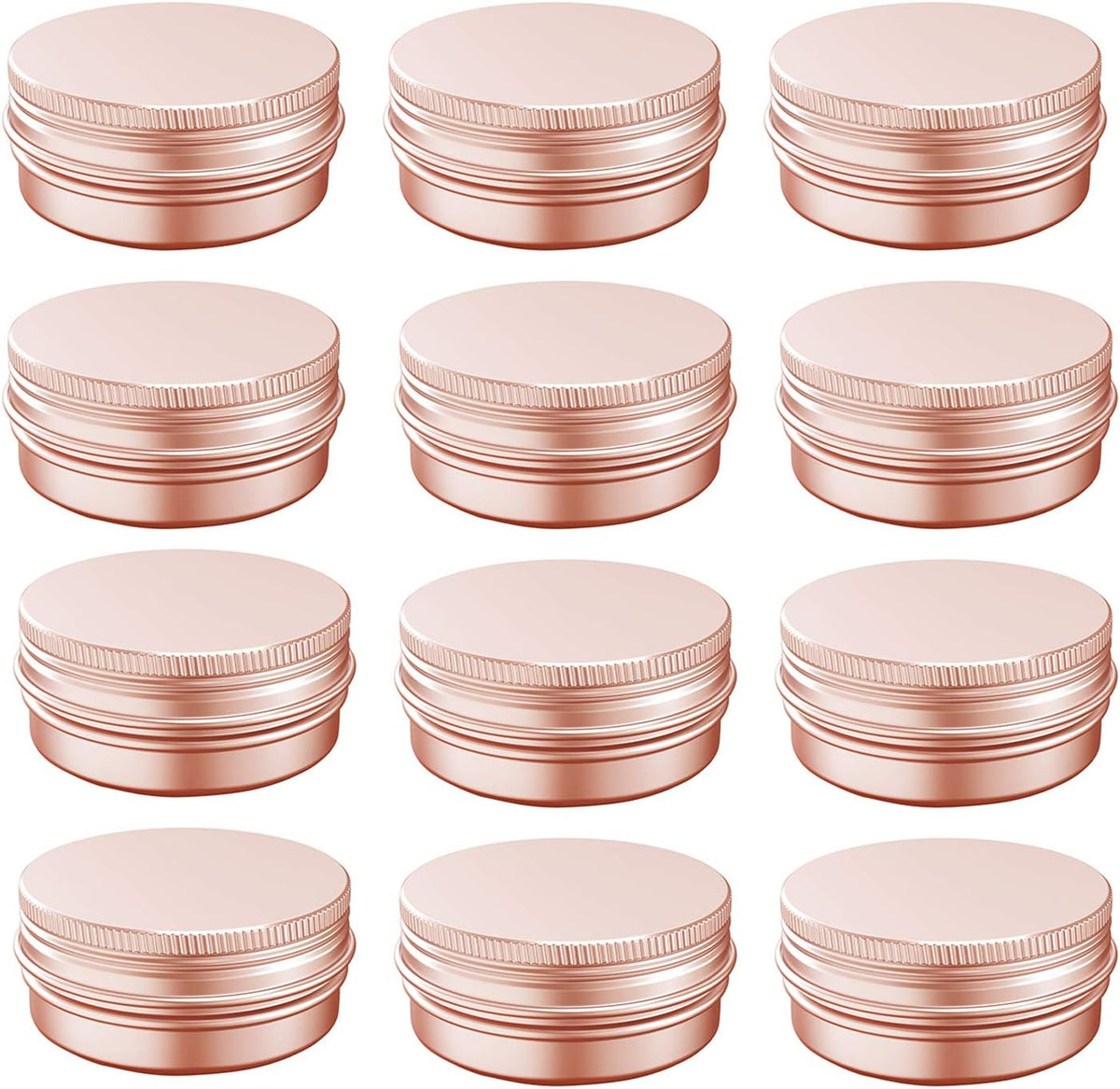 2 Ounce Aluminum Tin Jar with Screw Cap 60mL Tin Cans Refillable Containers for Cosmetic, Lip Balm, Cream, Lotion, Balms, Spices, Salve, Rose Gold 12 Pcs.