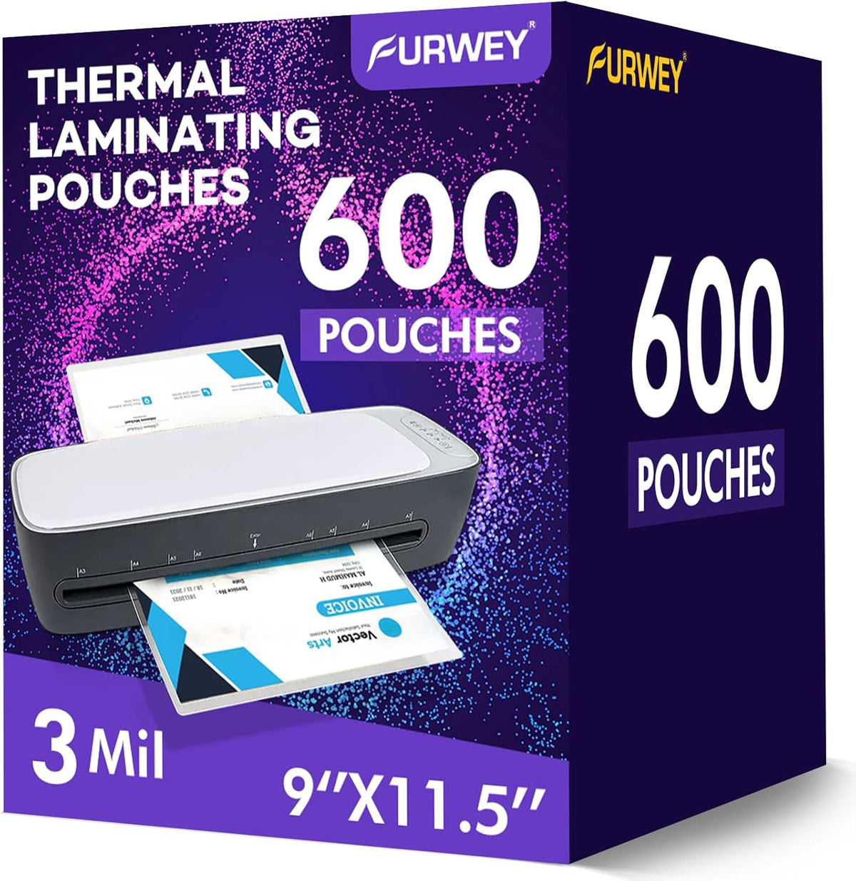 600 Pack Laminating Sheets, 3 Mil, 9 x 11.5 Inches Thermal Laminating Pouches Lamination Sheet Paper for Laminator, Clear, Letter Size, Office and School Supplies