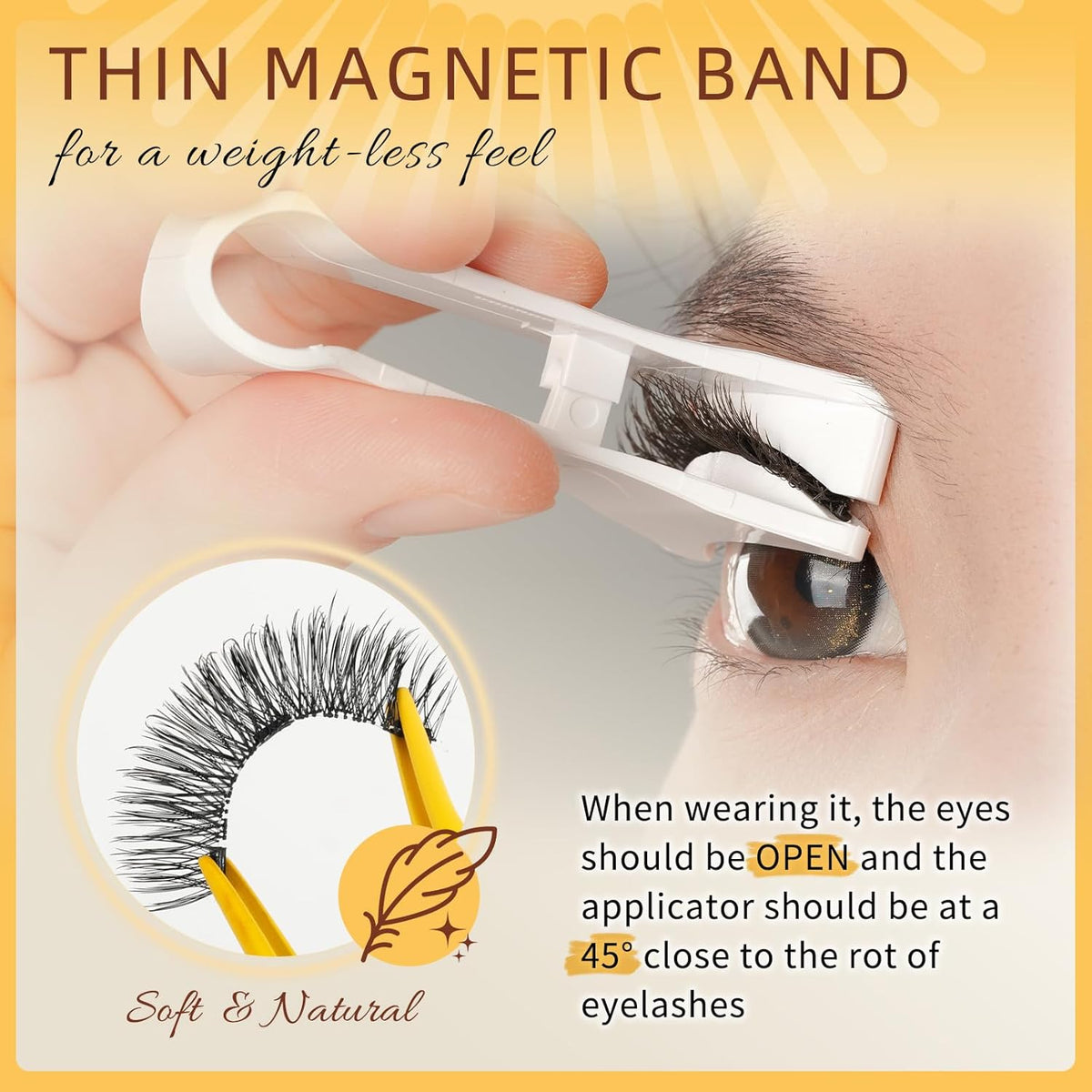 QUEWEL No Glue Needed Eyelashes, Magnetic Eyelashes Natural Look, Reusable Magnetic Lashes Kit with Applicator, Easy to Wear and Remove with Instructions(Lashes-I)