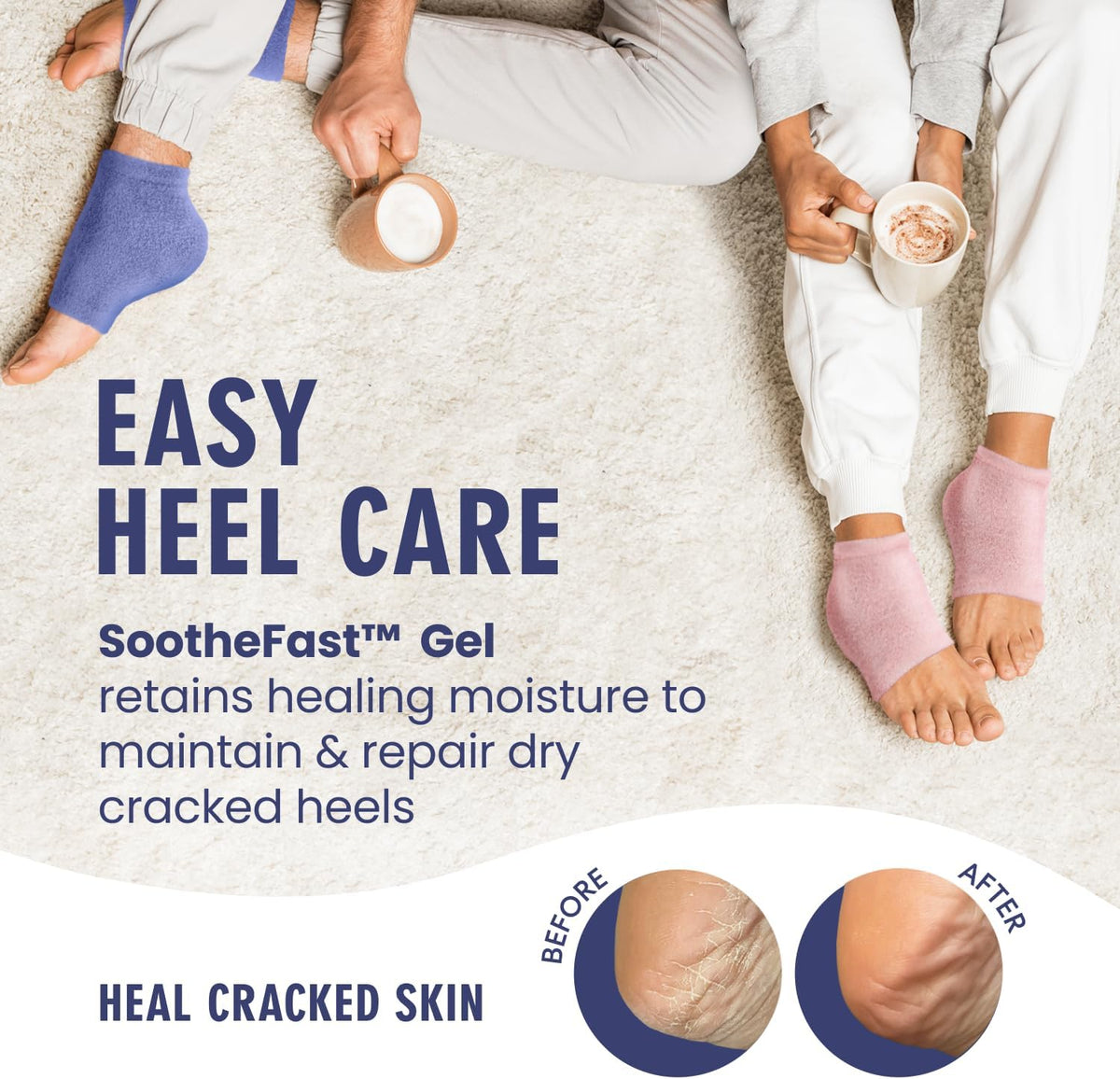 Dr. Frederick's Original Moisturizing Fuzzy Heel Socks - 2 Pairs - Cozy Gel-Lined Sleep Socks for Women & Men - Soothes Dry, Cracked Feet - Heel Repair - Lavender Luxury