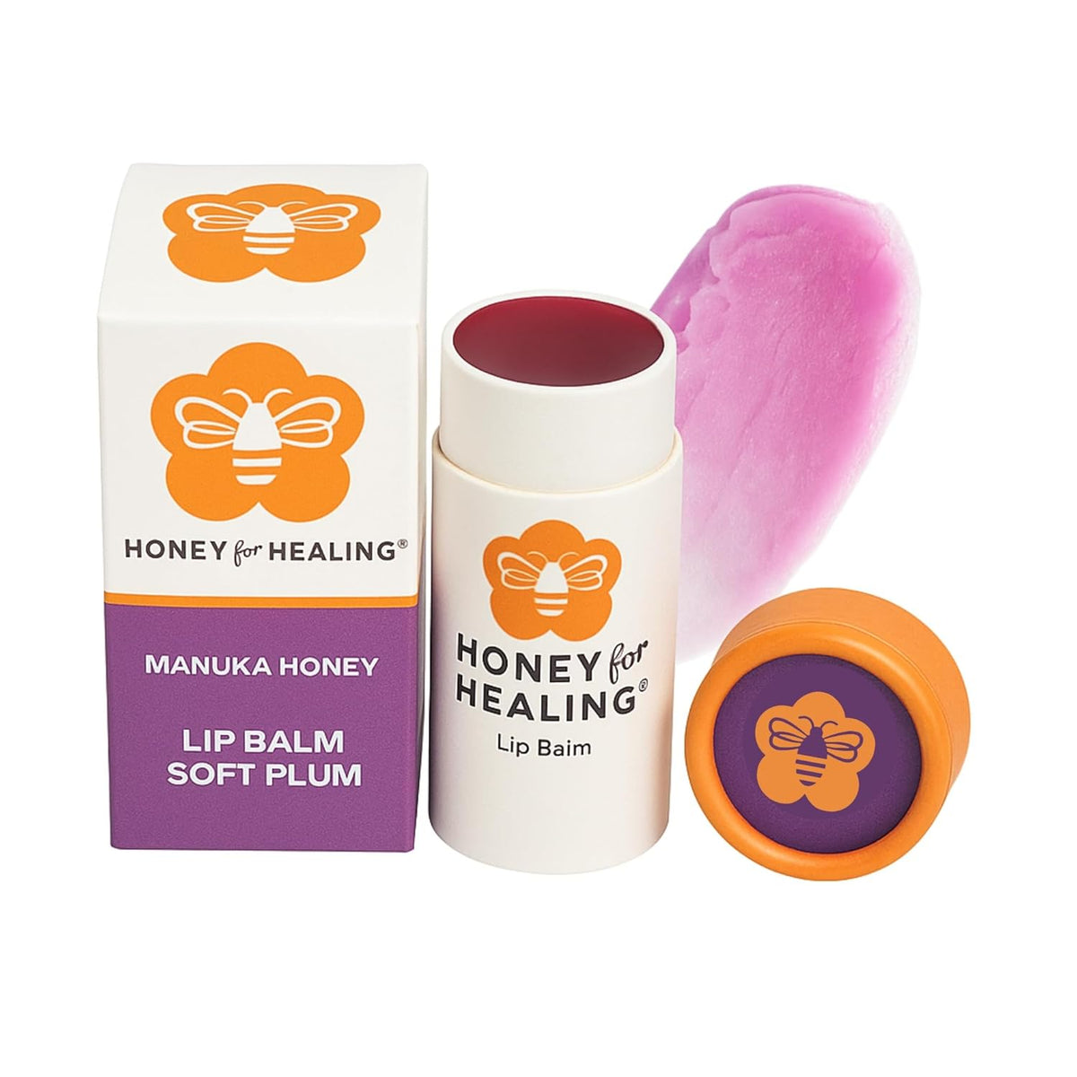 Manuka Honey Lip Balm 15+ UMF – Ultra-Hydrating Formula with Beeswax, Castor Oil & Organic Coconut Oil | 12+ Hour Moisture | Eco-Friendly Recyclable Tube | 0.25 oz / 7 g (Soft Plum)