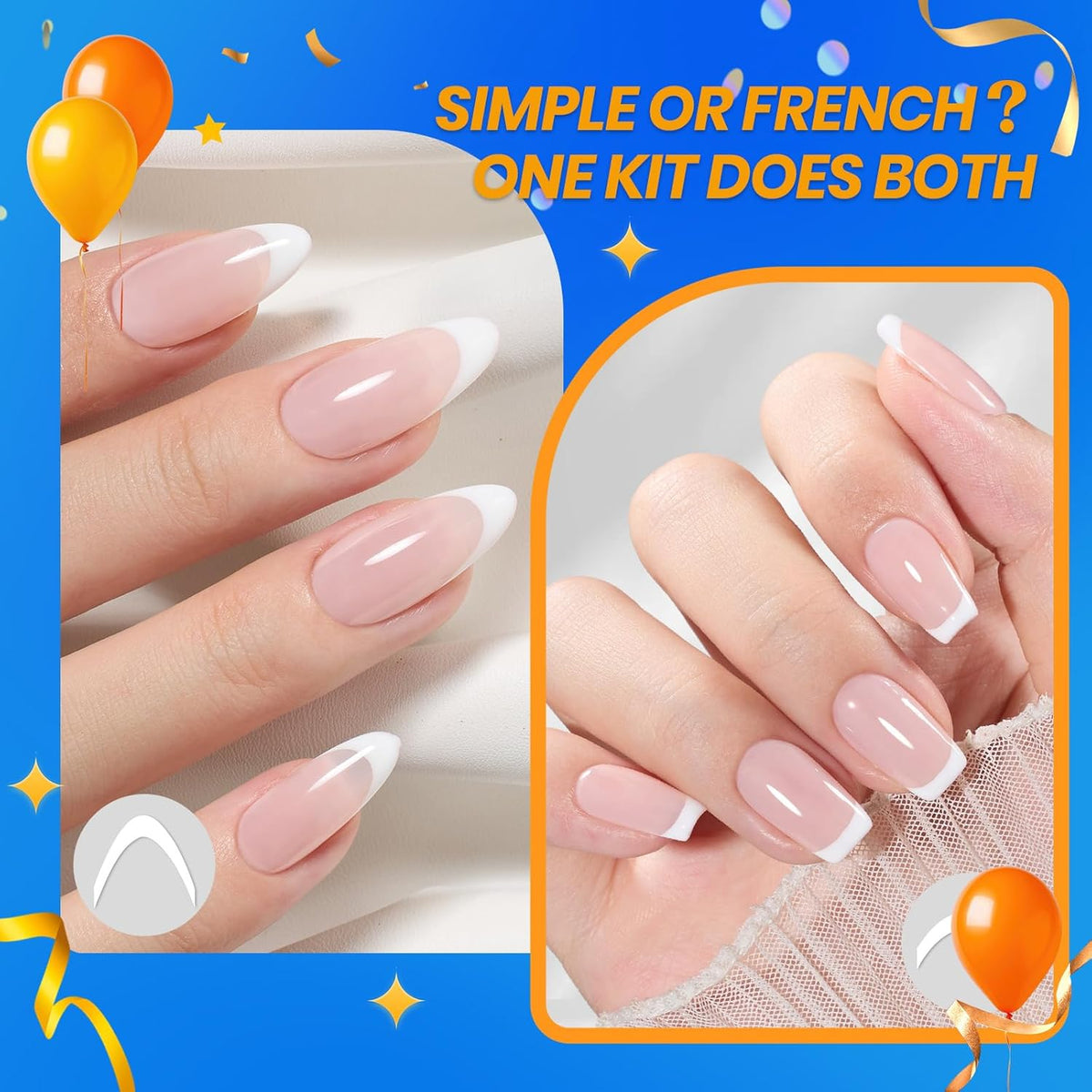 Beetles French Manicure Kit - White Nude Pink Gel Nail Polish Soak Off UV LED French Tip Gel Polish with 2 French Manicure Nail Art Sticker Sheets, Classic French Nail Kit for DIY at Home or Salon