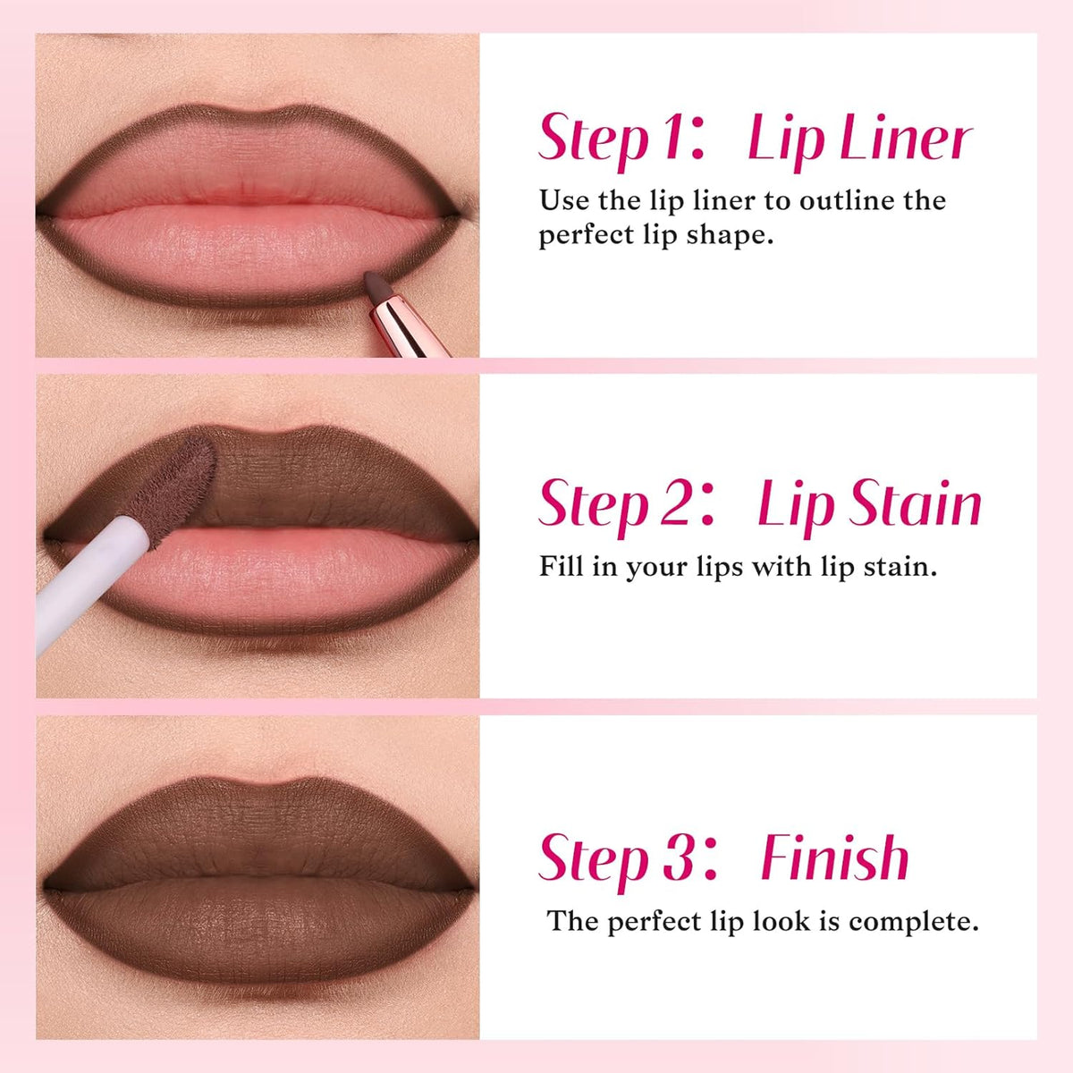 2-IN-1 Lip Liner and Lip Stain, High Pigmented Long Lasting Velvet Lip Tint, Well-Defined Lipliner, Weightless Waterproof Not Animal Tested, Matte Finish Makeup