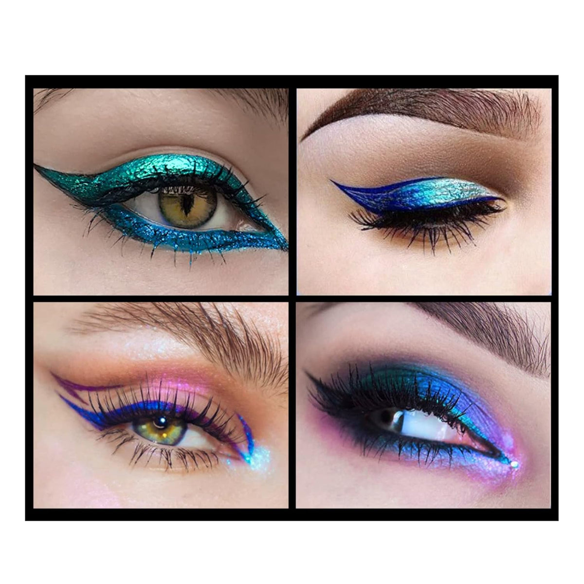 Corleone Glitter Liquid Eyeliner, Metallic Change Color Rainbow Eyeliner Gel MultiColor Highly Pigmented Waterproof Longer-Lasting Colorful Eye Liner Gift Kit for Women and Girls