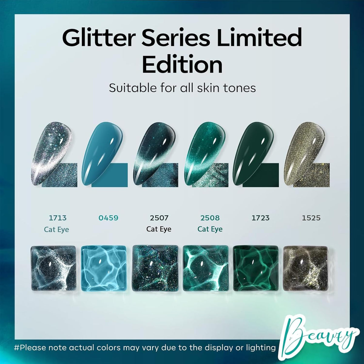 modelones Gel Nail Polish Set, 6 Colors Fall Winter Blue Green Cat Eye Collection 9D Gel Polish Sparkle Reflective Glitter Nail Polish with Magnet Soak Off LED Nail Art Kit DIY