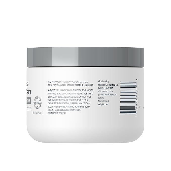 Cetaphil Skin Activator Hydrating & Firming Body Cream 12oz, Mandelic Acid (AHA) and Centella Asiatica (CICA) Cream, Hydrates and Firms Aging Skin, Anti-Aging Skincare, 12 oz