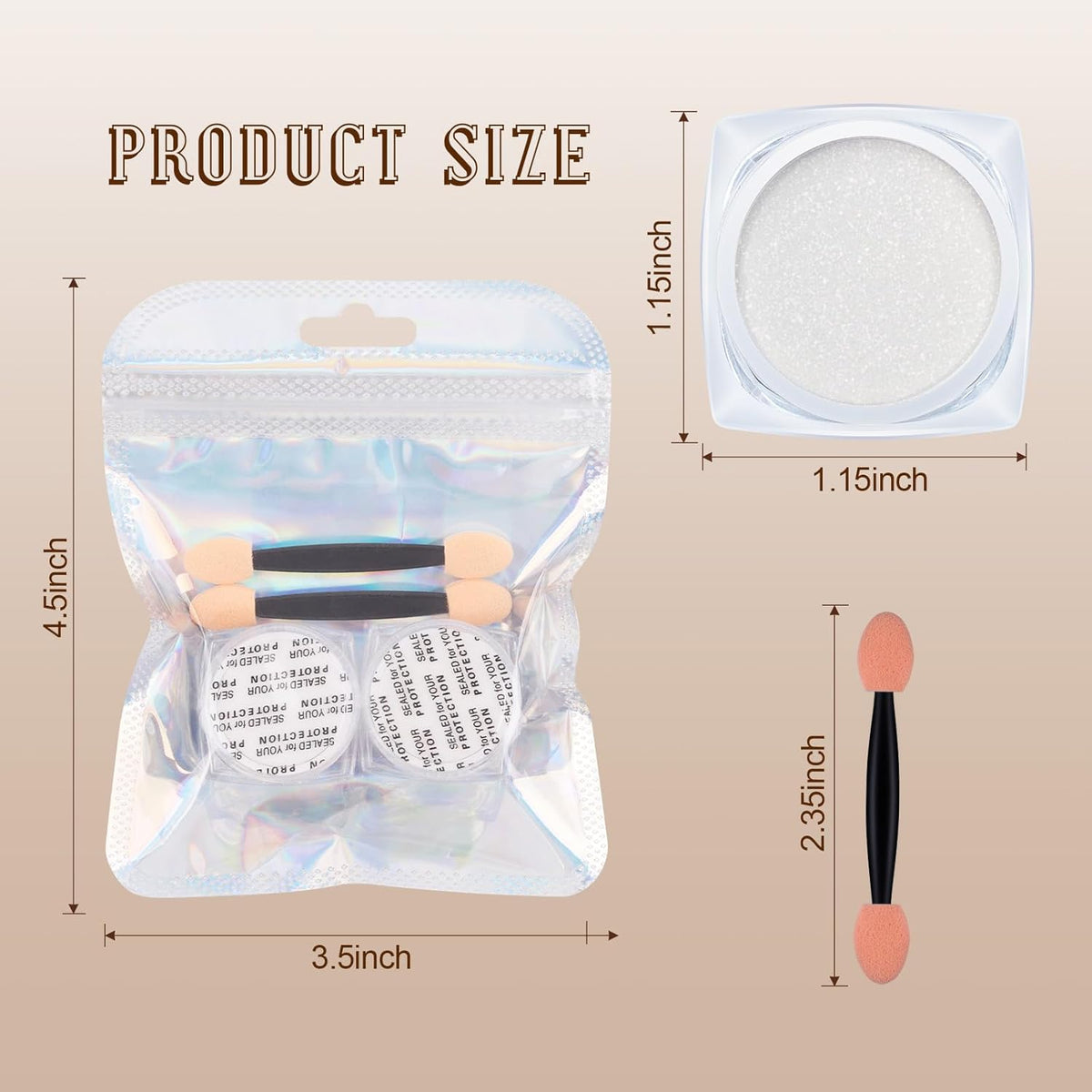 Artdone 2 Jars Chrome Nail Powder White and Gold Pearl,Iridescent Aurora Powder Metallic Mirror Effect Pigment Pearlescent Mermaid Pearl Glitter Dust Kit (White and Gold)