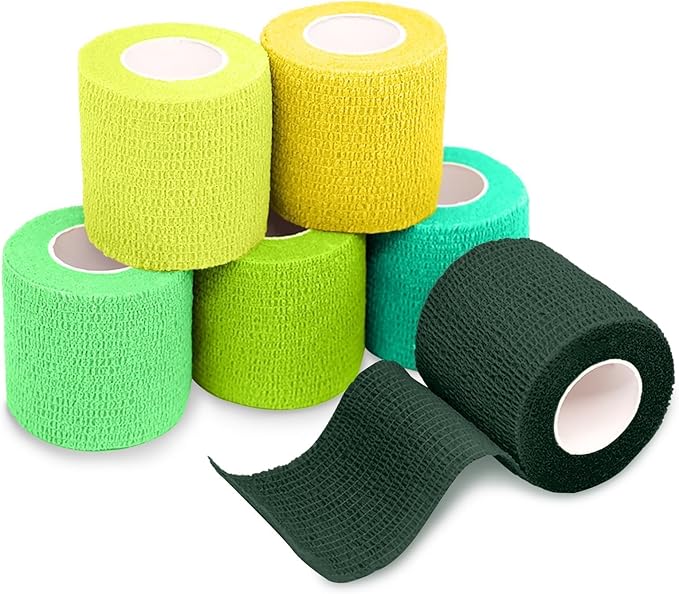 FriCARE Self Adhesive Bandage Wrap, Medical Tape in First Aid Kit, Cohesive Bandages for Wounds Sport Vet, FSA/HSA Eligible, 2 Inches X 5 Yards 6 Rolls, Lush