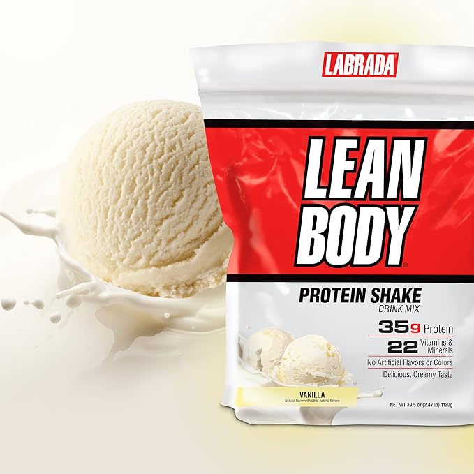 Labrada Nutrition Lean Body Hi-Protein Meal Replacement Shake, Vanilla, 2.47-Pound Tub Packaging May Vary