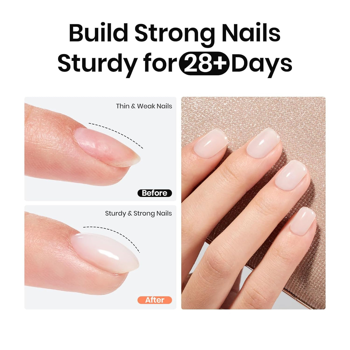 Beetles Milky White Rubber Base Gel Polish For Nail Thickening, 15ml Milky White Gel Polish Nail Strengthener Extension Color Base Gel In A Bottle UV LED Nail Lamp Cured