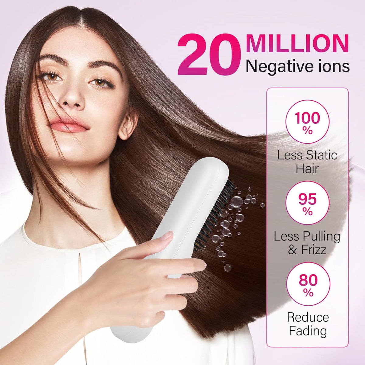 Rechargeable Hot Hair Brush Straightener Heat Pressing Combs Ceramic Electric Straightening Comb, Anti Burn for Natural Black Hair Beard Wigs Holiday Gifts