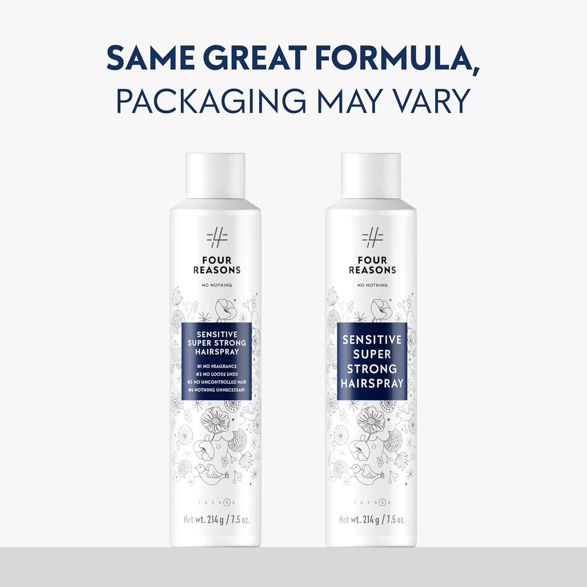 No Nothing Sensitive Extra Hold Hairspray, Unscented Finishing Spray for Styling, Wind & Humidity Protection, Reduces Frizz & Split Ends, Flexible Brushable Hold, Hypoallergenic - 2 Pack (7.5 oz Each)