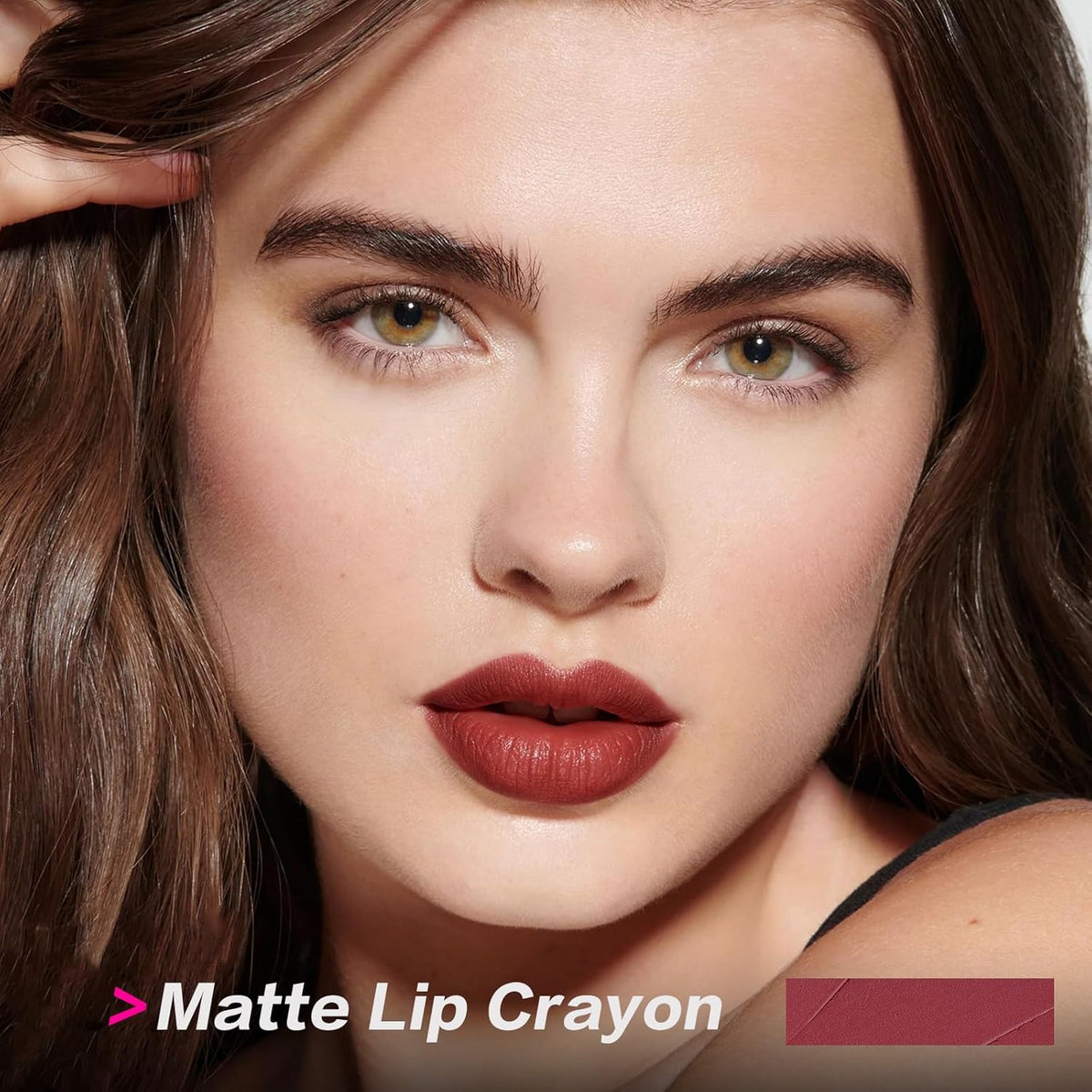 FOCALLURE Ultra Chic Matte Lipstick,Rich Vitamin E Lip Crayon,Lightweight Matte Color without Drying or Fading,Long Lasting Waterproof Lips Makeup,CRIMSON