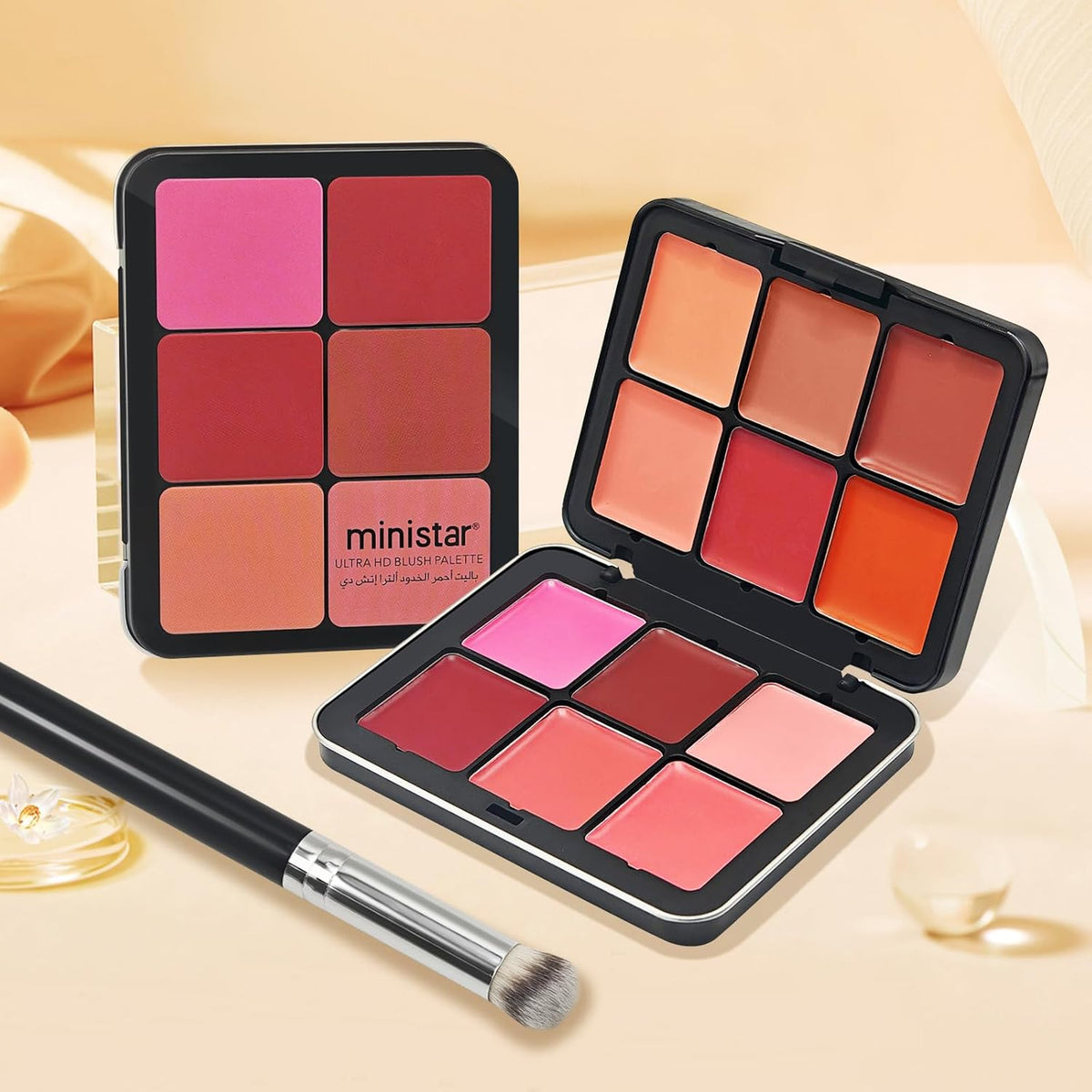 12 Colors Cream [Blush] Makeup Palette for Cheeks - Multi-functional Blush Makeup Palette with Brush, Natural Matte Long Wearing, Waterproof Blendable Face Makeup Palette (#01)