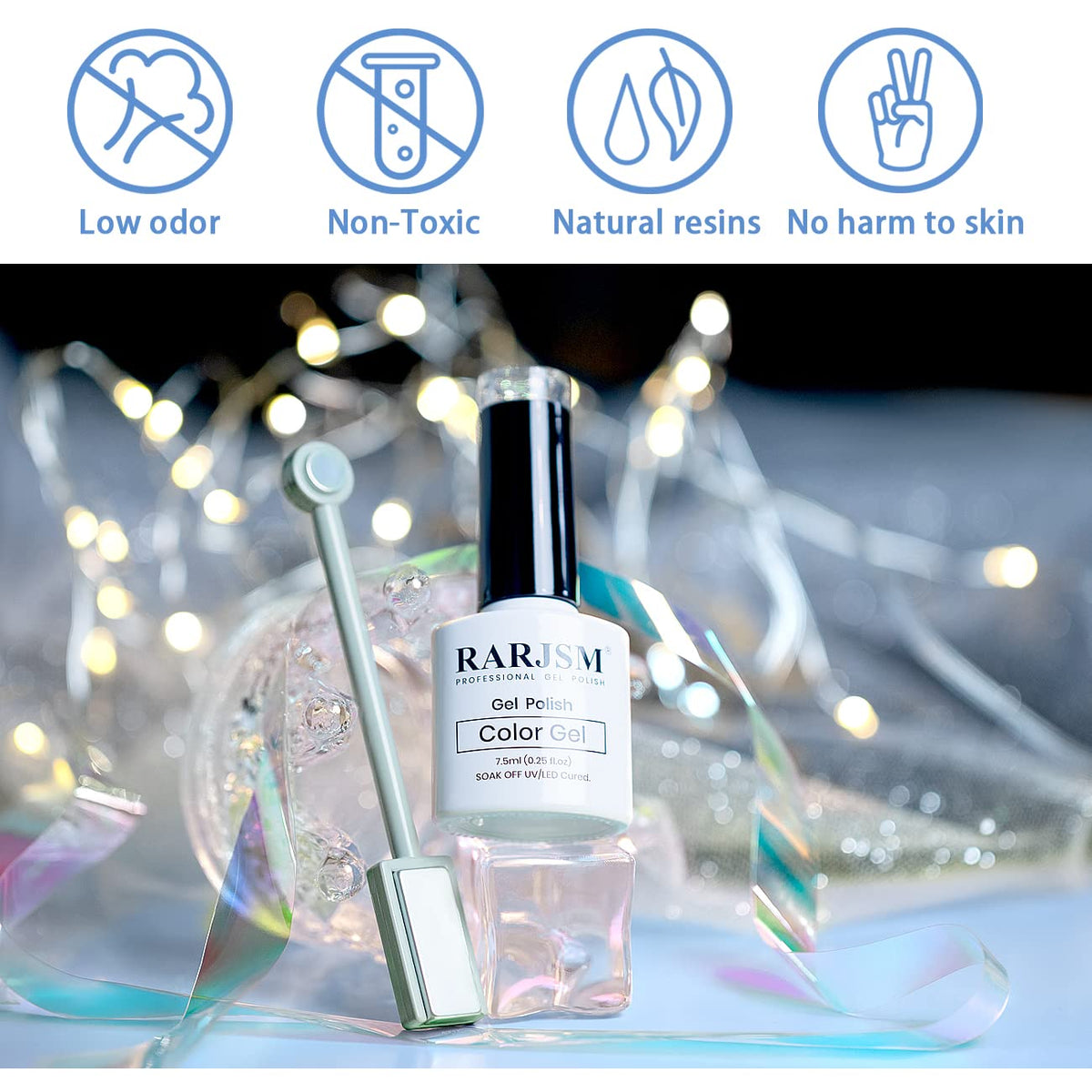 RARJSM Cat Eye Gel Nail Polish, Gel Polish Galaxy Rainbow Effect Universal Silver Holographic Glitter with Magnet Soak Off U V L E D DIY Manicure Art for Salon Designs and Home DIY 7.5ML/0.26fl oz