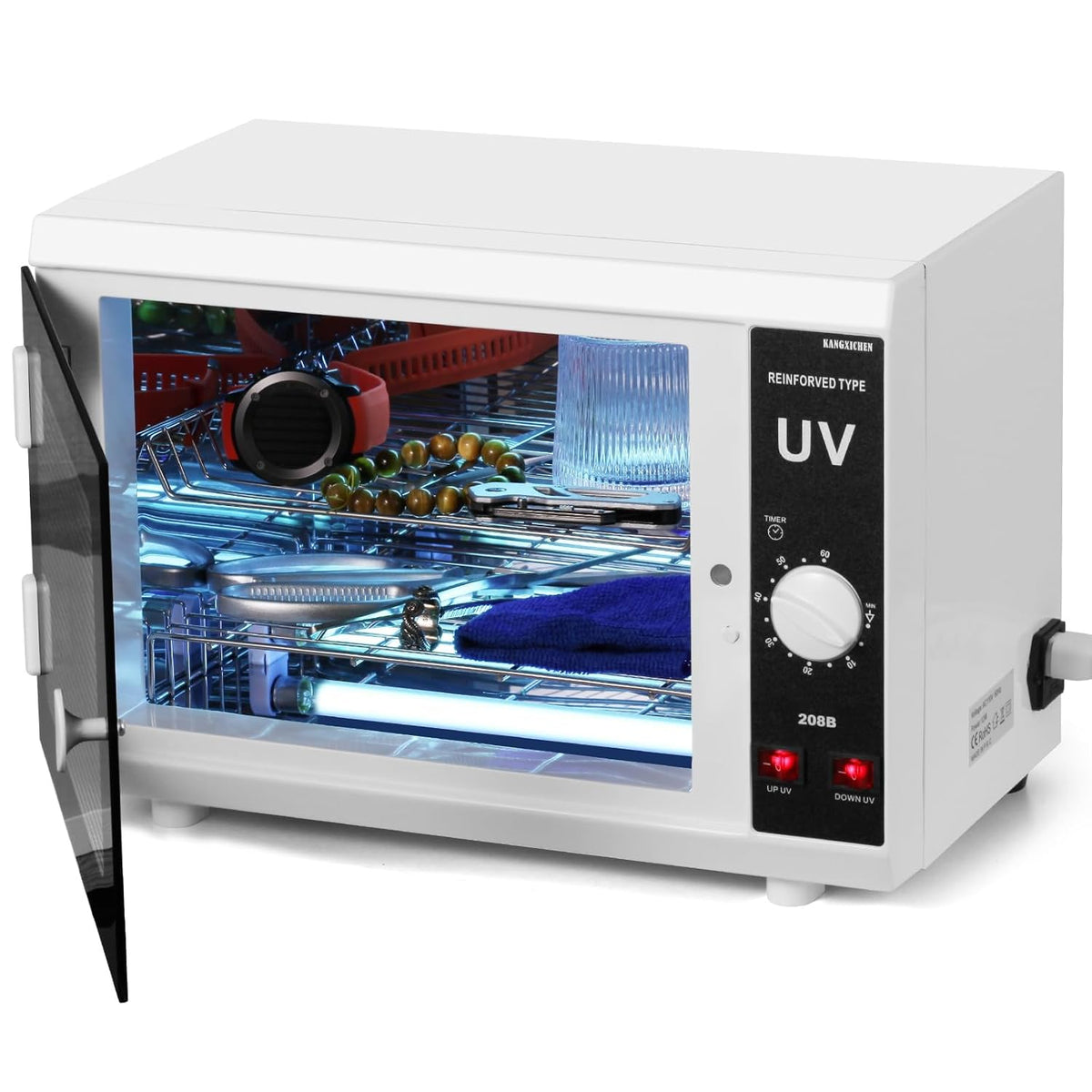 [𝟮 𝗨𝗹𝘁𝗿𝗮𝘃𝗶𝗼𝗹𝗲𝘁 𝗟𝗶𝗴𝗵𝘁𝘀] 12L Extra-Large Box UV Light Nail Tool Cleaning Machine, Dual UVC Lamps System Cabinet with Timer Setting for Salon, Spa, Beauty and Barber