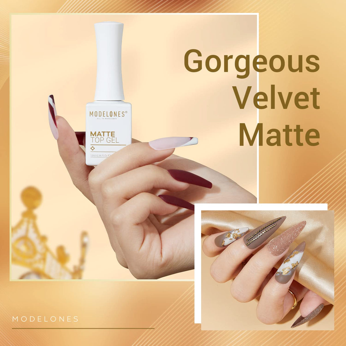 modelones Matte Gel Top Coat No Wipe Top and Base Coat, 3 Pcs Velvet Matte Glossy Shine Clear Effect Soak Off Nail Lamp Long Lasting Fall Gel Polish Base Top Coat for Home Salon Nail Art Use