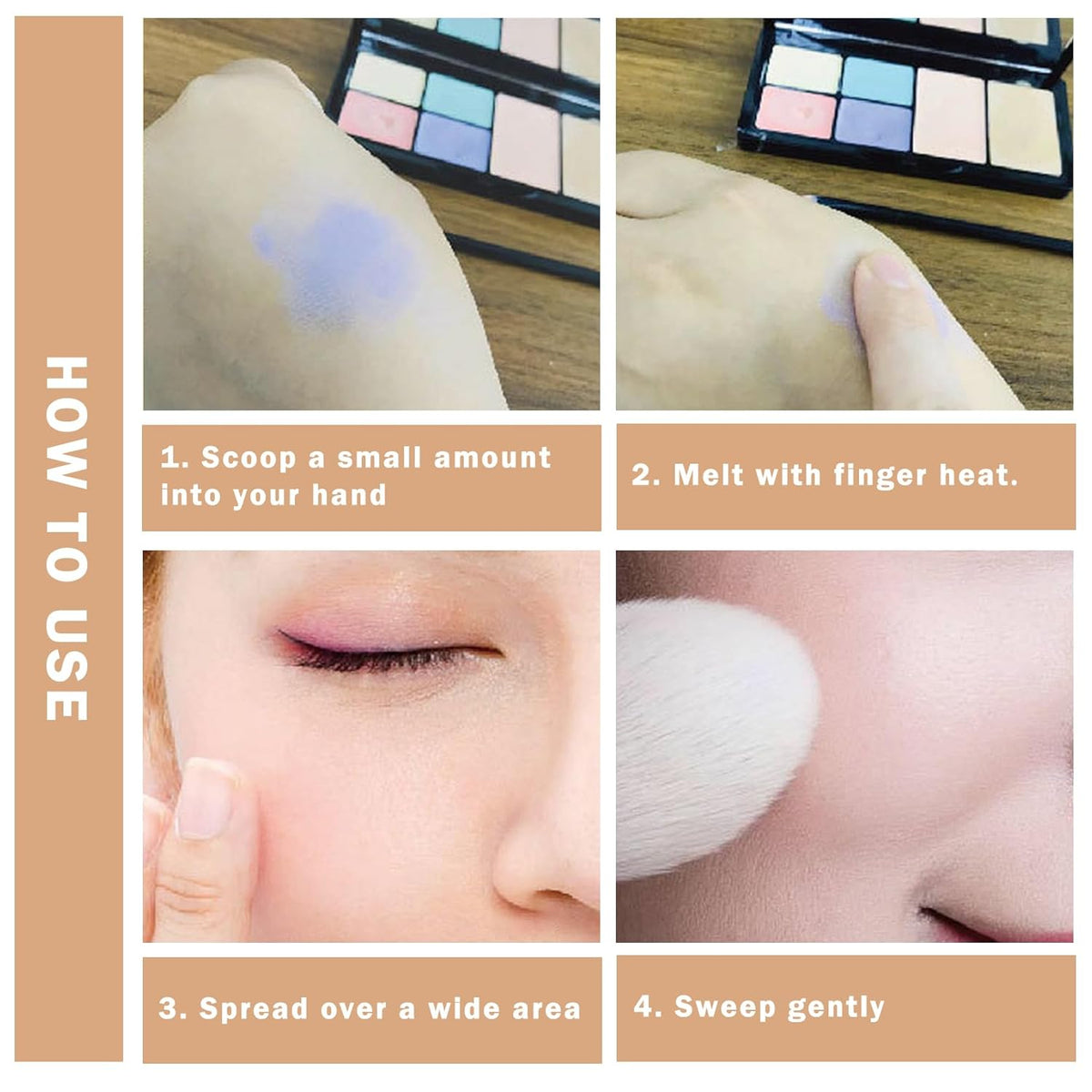 Color Corrector Palette Concealer Contour Palette Natural Brighten Long Lasting Highlighter Correcting Concealer Cream Foundation Palette For Flawless Skin Tone (Set A + Brush #270)