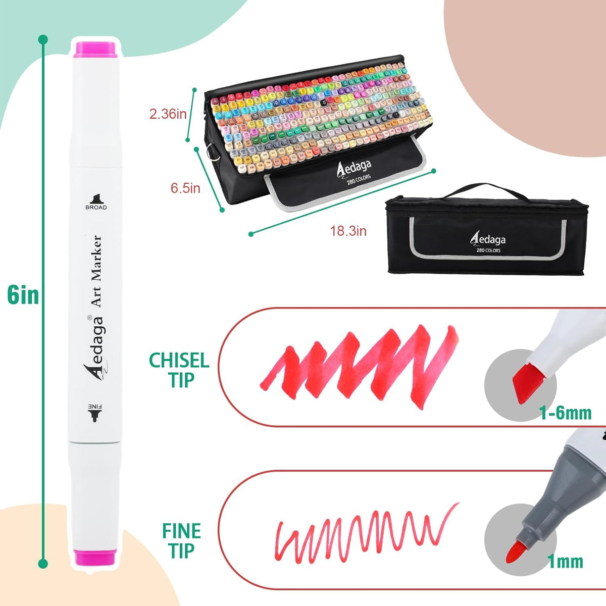 280 Colors Alcohol Markers with Free App, Dual Tip Art Markers with Kickstand Case for Artists Adults and Kids,Alcohol Based Marker for Coloring Painting Sketching and Drawing, Great Gift