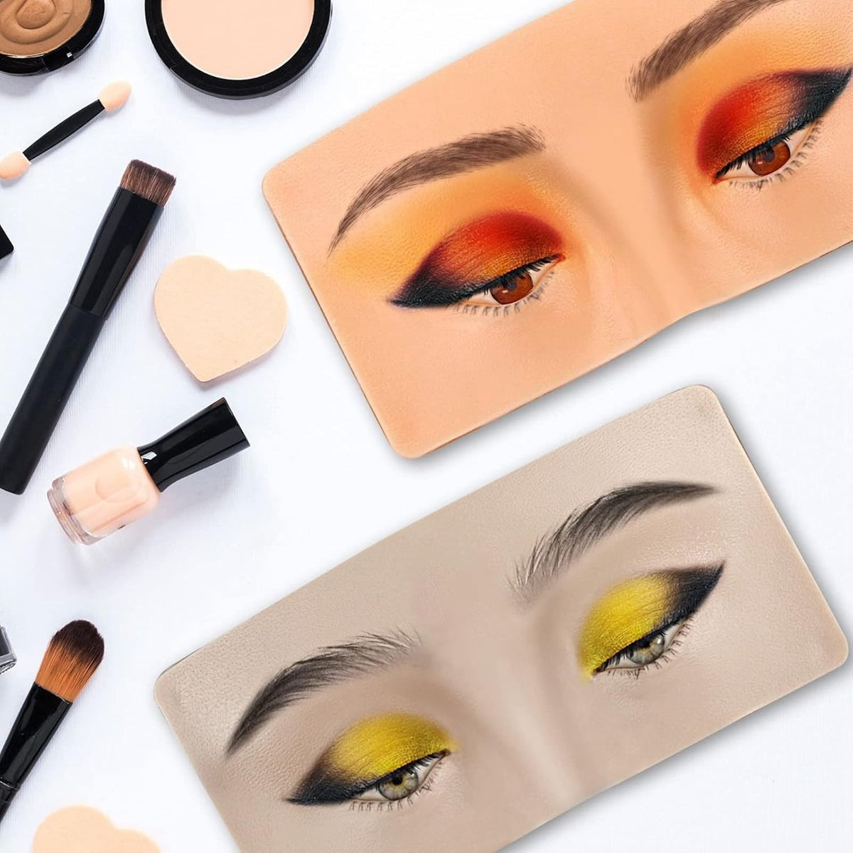 Makeup Practice Face, The Perfect Aid to Practicing Makeup, Silicone Makeup Face Practice Board, Eye Makeup Practice Face, Bionic Skin Makeup Practice, for Professional Enthusiasts-A