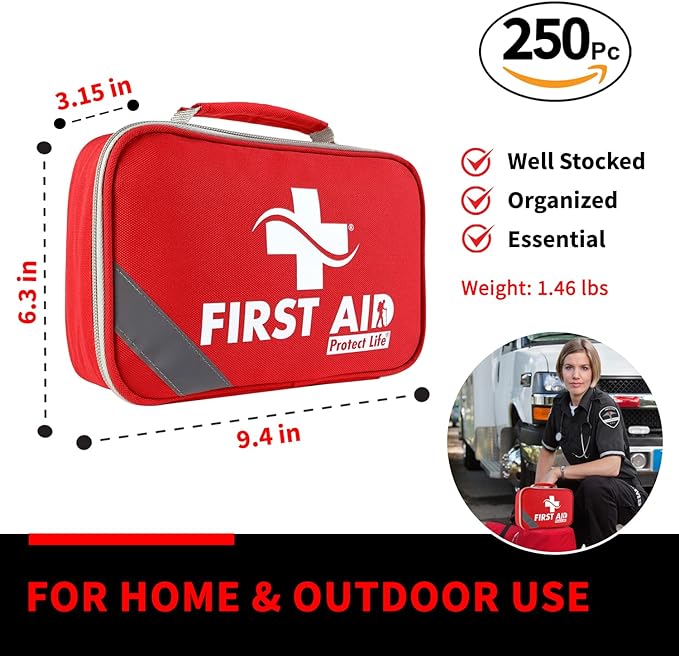Protect Life Survival First Aid Kit for Home/Business, Camping Survival Kits | Mini Travel First Aid Kit | Camping Equipment | Small Kits for Car | Outdoor Emergency Survivals Pack
