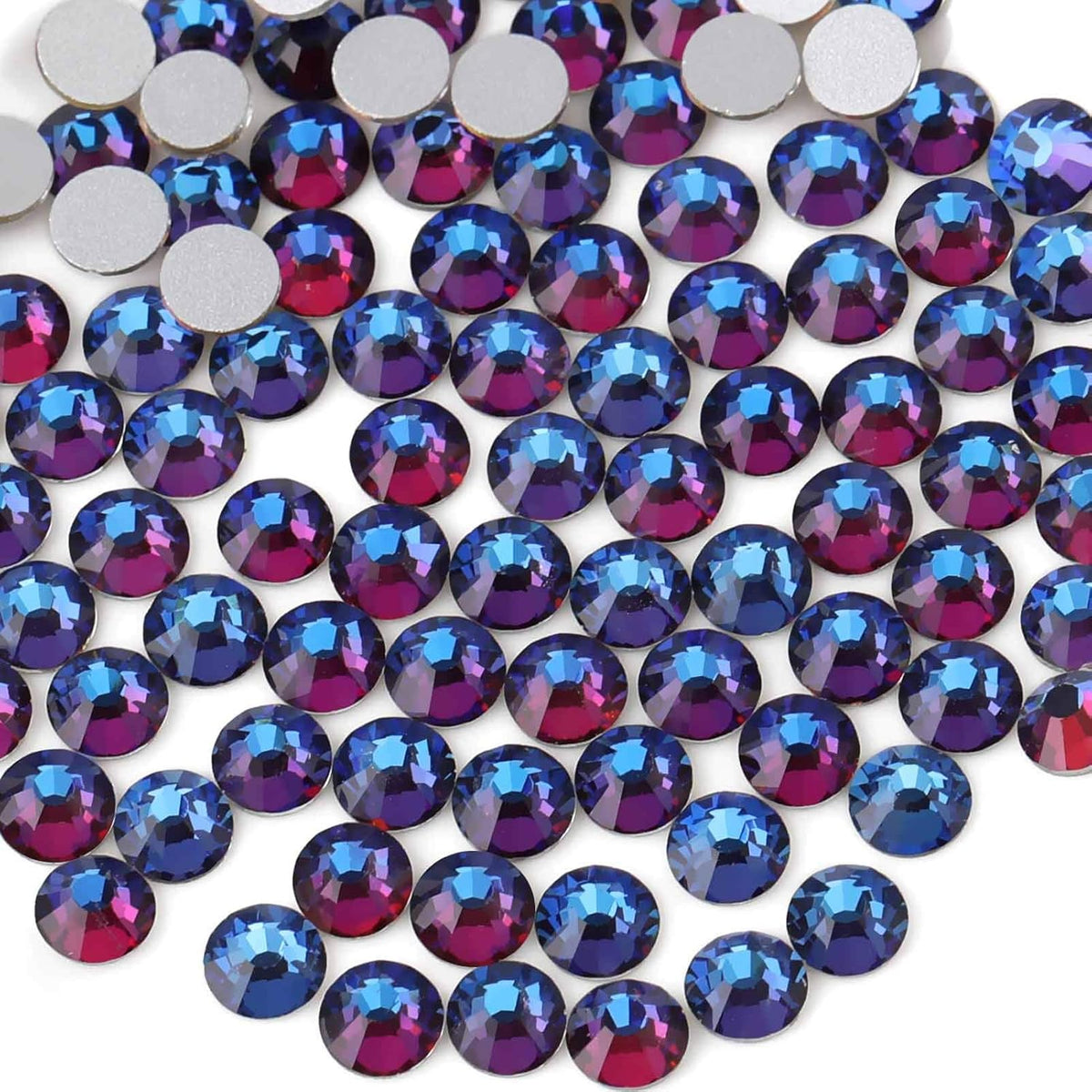 beadsland Flat Back Crystal Rhinestones Round Gems for Nail Art and Craft Glue Fix, Blue Volcano(2.9-3.0mm) SS12/1440pcs