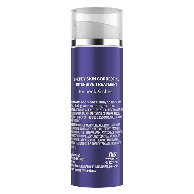 Olay Treatment Cream Intensive Crepey Skin Correcting for Neck & Chest with Retinol24, Vitamin B3 Complex, Deeply Hydrates, Renews & Smoothes Skin, 1.7 fl oz