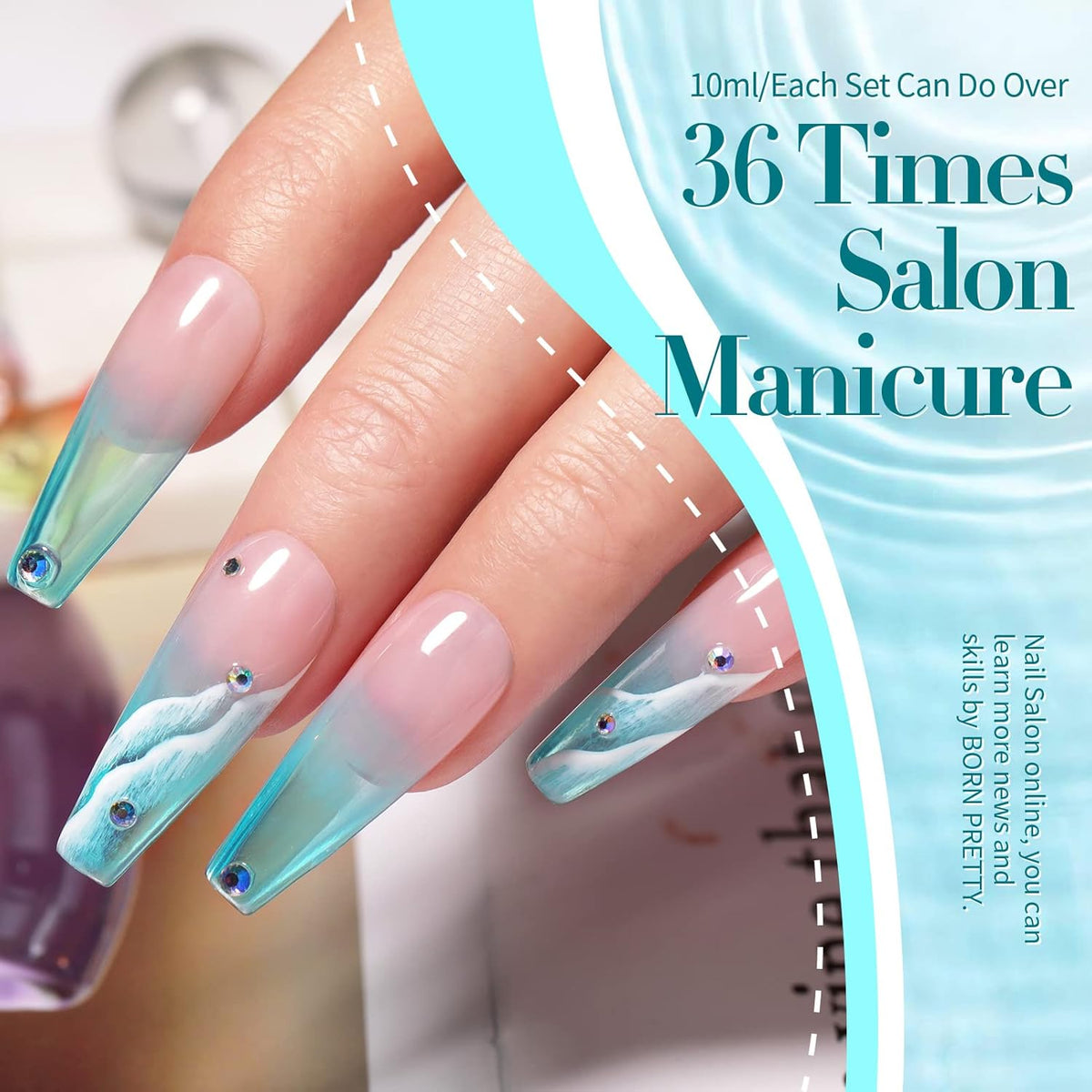 Born Pretty Jelly Gel Nail Polish Set Spring Summer Crystal Glass Translucent Pastel Gel Polish Blue Red Green Yellow Pink Soak Off U v Gel Polish 7ML 6PCS