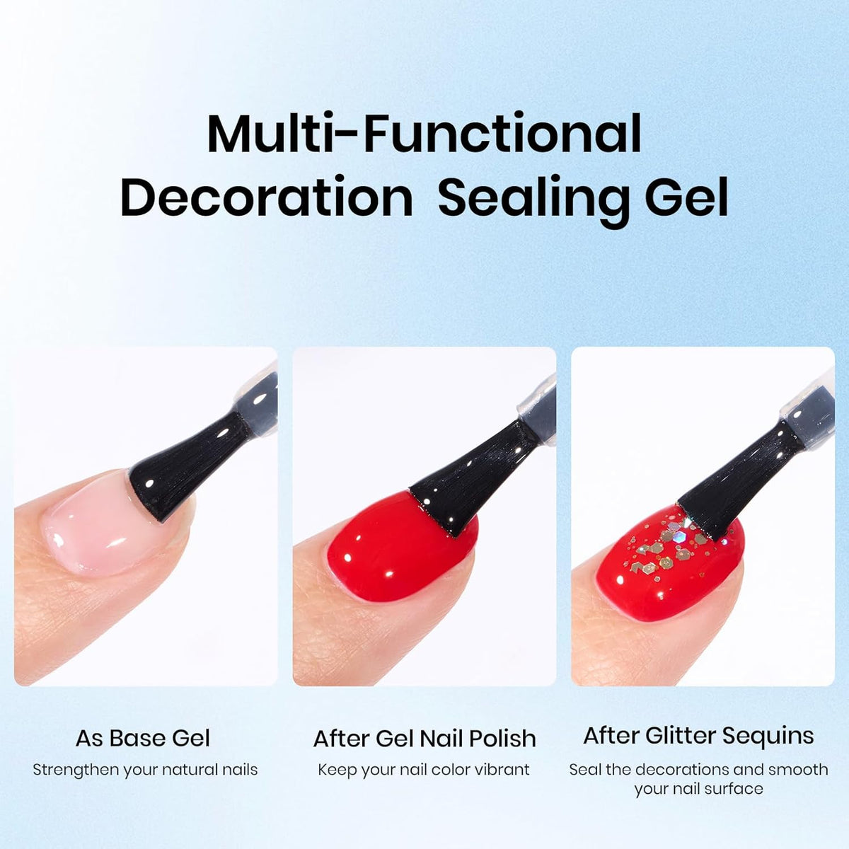 Beetles Chrome Top Coat Gel Nail Polish and Decoration Sealing Gel, 7.5ml*2PCS Chrome Nail Powder Shine Finish and Long Lasting, Soak Off LED U v Lamp Nail Art Design Diy at Home