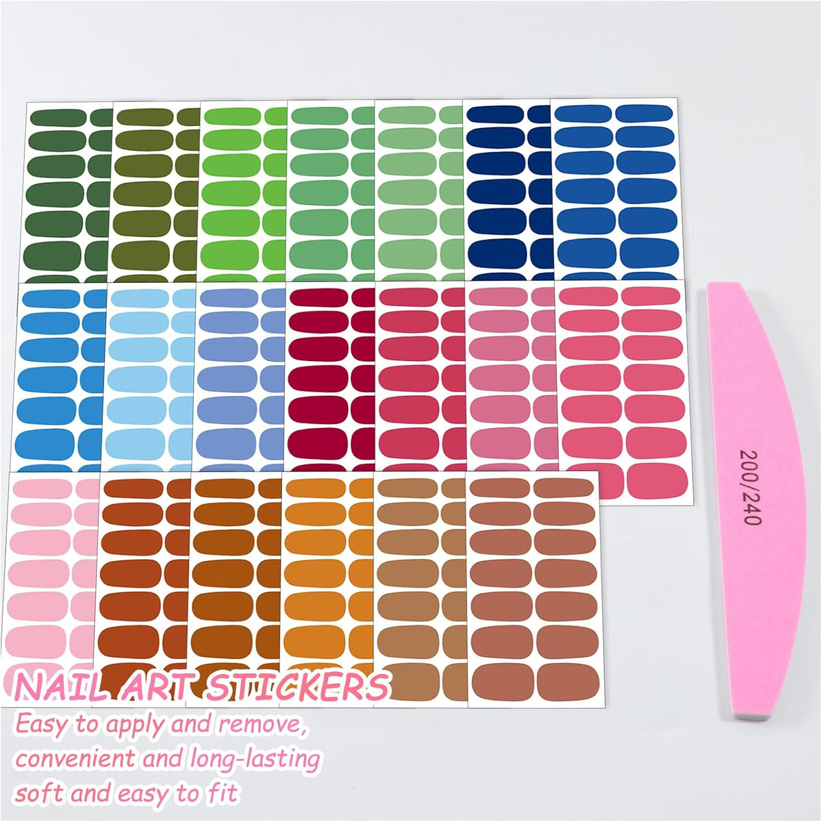 SILPECWEE Nail Polish Strips (20 Sheets, Bright Color), Nail Polish Stickers Full Nail Wraps Self Adhesive Nail Stickers Gel Strips Fingernail Sticker Nails for Women with File
