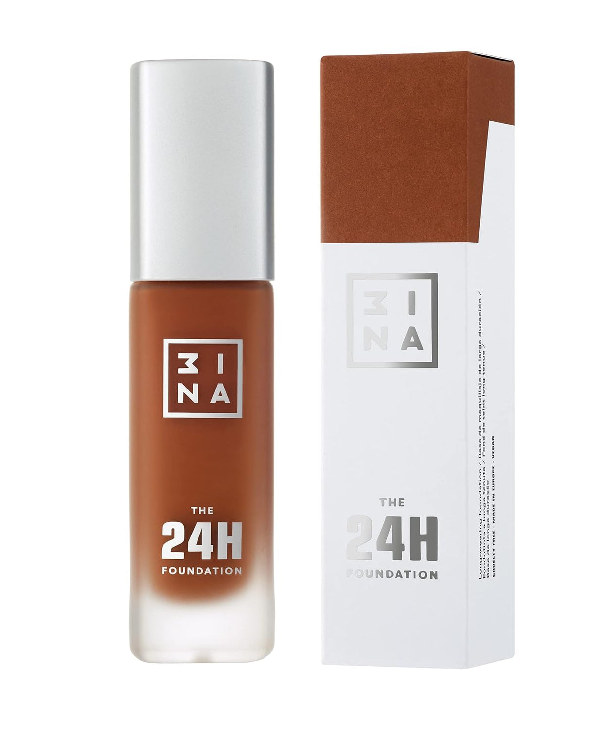 3INA The 24H Foundation 669-24H Long-Wearing Formula - Medium To High Buildable Coverage - Smooth Matte Finish - Expanded Shade Selection - Waterproof, Cruelty Free, Vegan Makeup - 1.01 Oz
