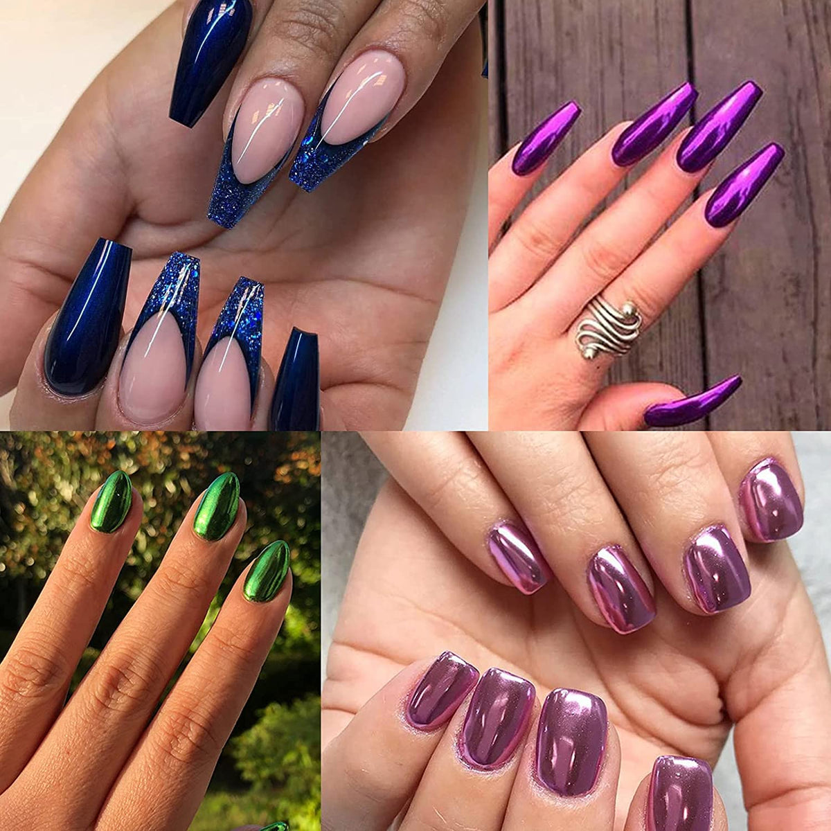 6 Box Chrome Nail Powder, Chrome Effect Nail Powder Set, Shiny Nail Glitter Powder with Magic Mirror Effect for Nail Art Design Decoration(Christmas Color Series)