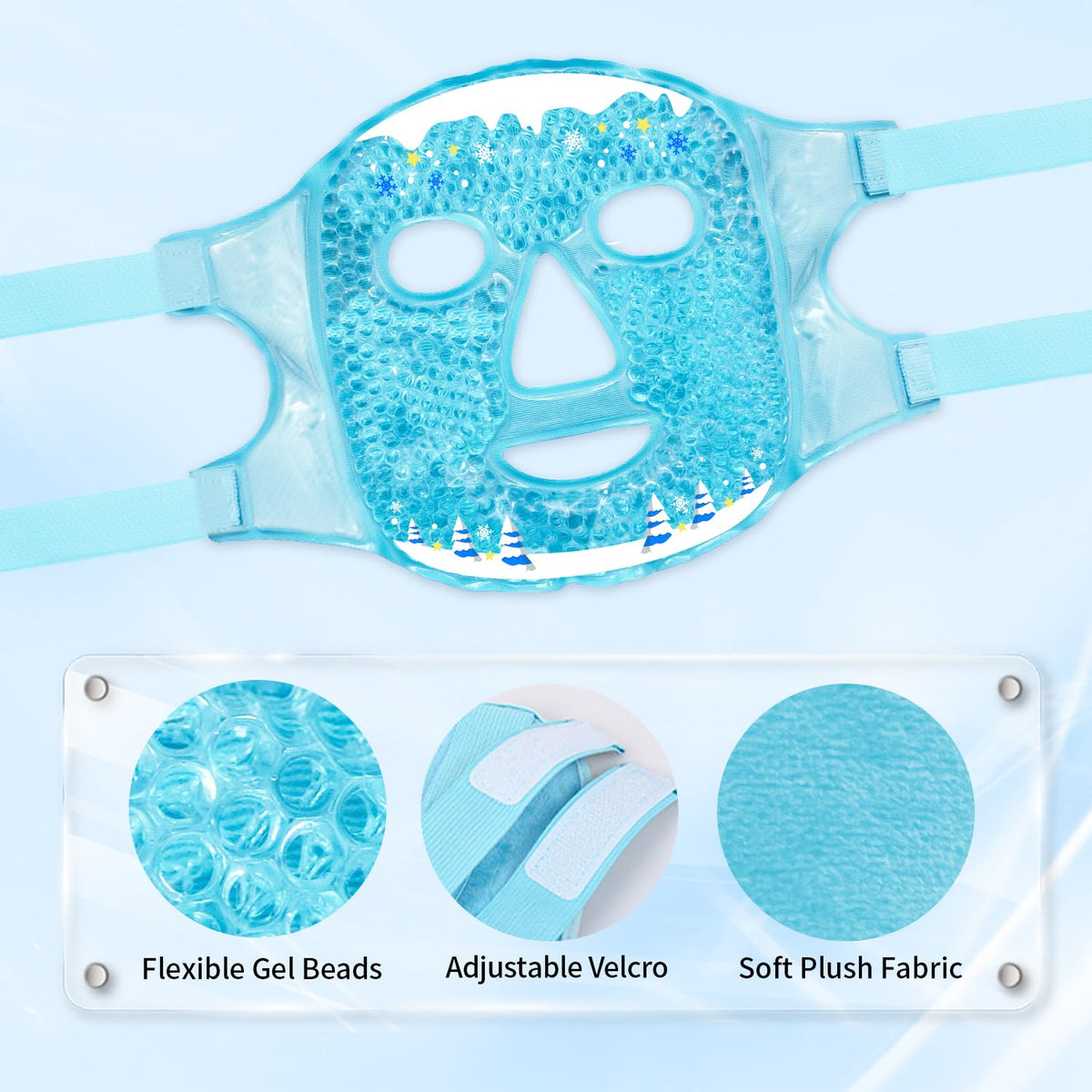 Cold Face Eye Masks Ice Face Mask Hot Cold Compress for Dark Circles, Puffiness, Migraines, Headache, Stress, Redness, Cooling Face Masks for Women Man, Skin Care