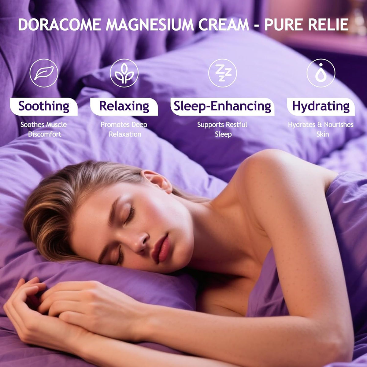 Natural Magnesium Cream for Sleep & Pain Relief – Soothing Magnesium Lotion for Leg Cramps, Muscle Relaxation & Calming – Deep Hydration Nighttime Magnesium Cream for Pain & Sleep Support 4.23 Fl Oz