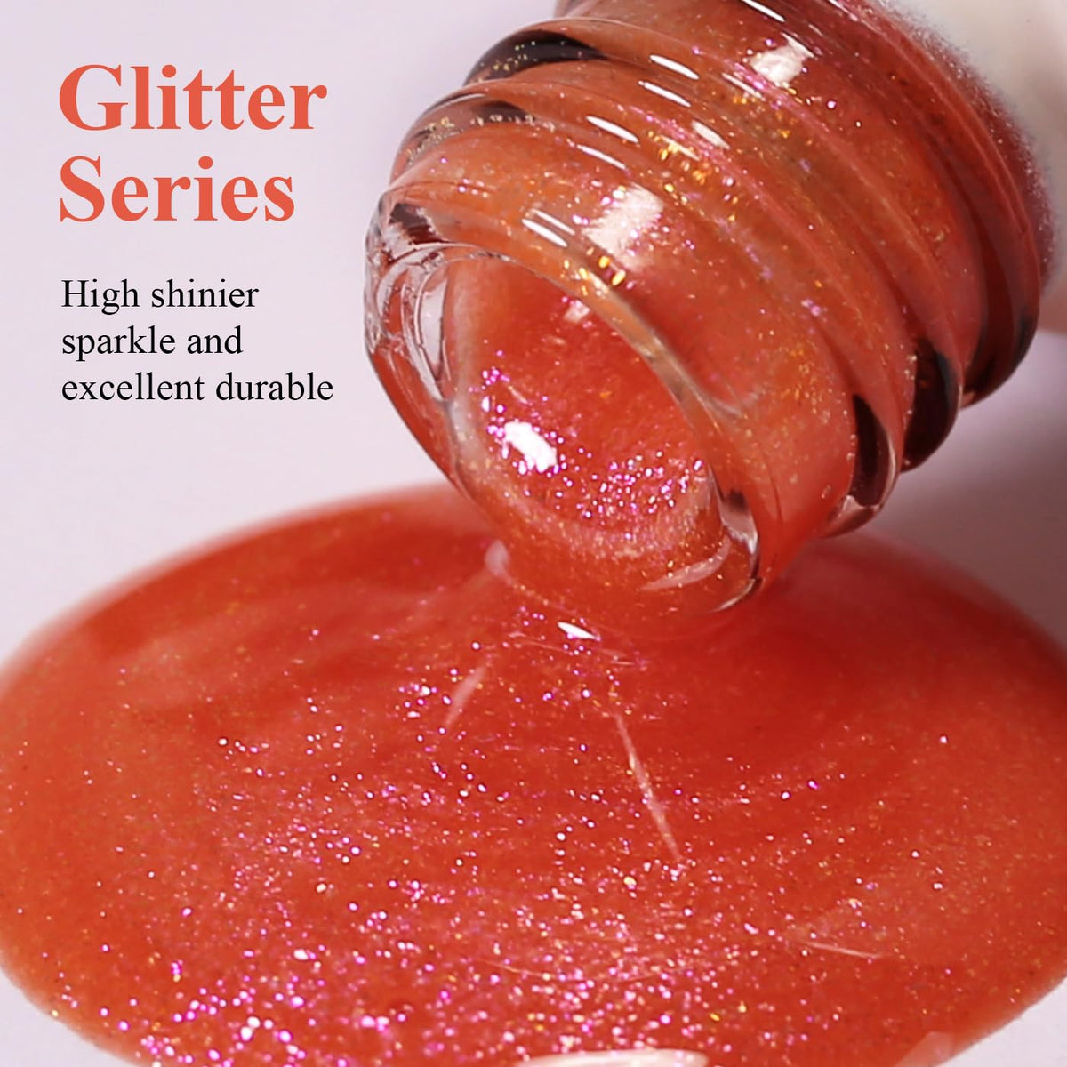 Imtiti Glitter Gel Nail Polish, Coral Iridescent Glitter Gel Polish Diamond Shimmer Sparkle Soak Off UV LED Nail Gel Polish spring summer Manicure 10ML