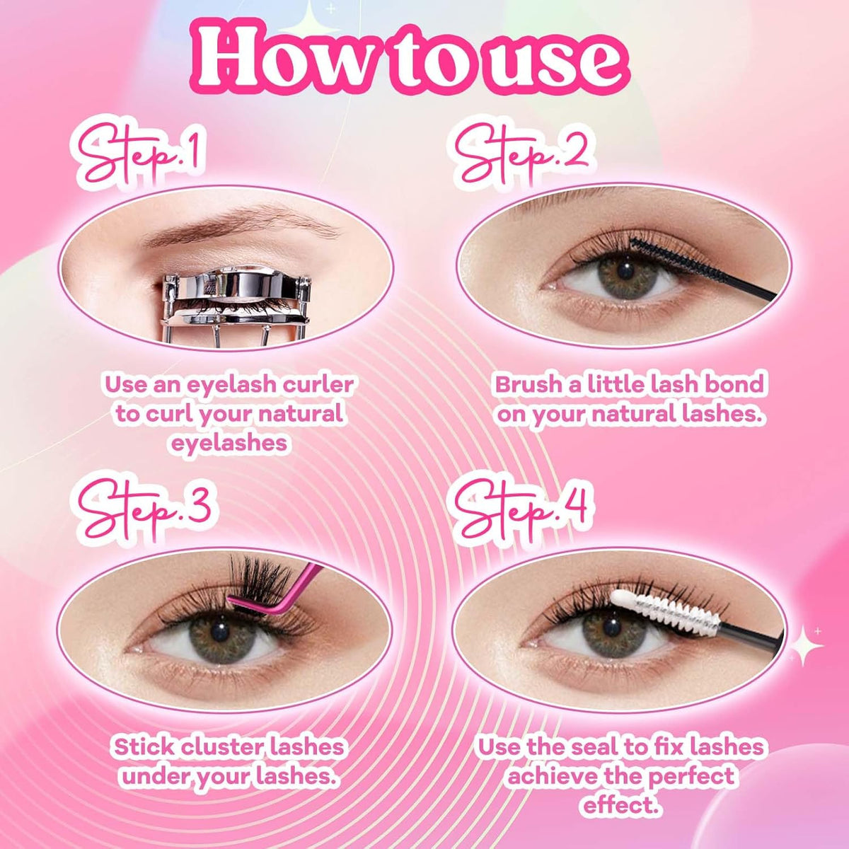 FADLASH Cluster Lashes D Curl Wispy Individual Lashes DIY Eyelash Extension Natural Look Reusable Fluffy Cluster Eyelash Extensions Self Application at Home (200D-0.07D-12-18MIX)