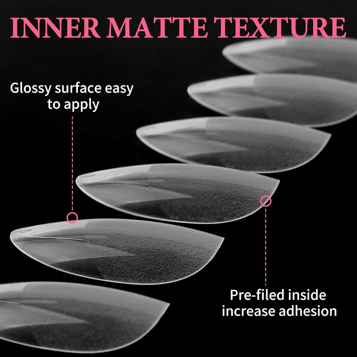 EBANKU Medium Almond Nail Tips, 550 Pcs Matte Clear Acrylic Press-on Nails, Pre-shaped Half Matte Full Cover Clear Acrylic Nails Gel Kit False Nail Tip Press on Nails for Nail Extension DIY Salon