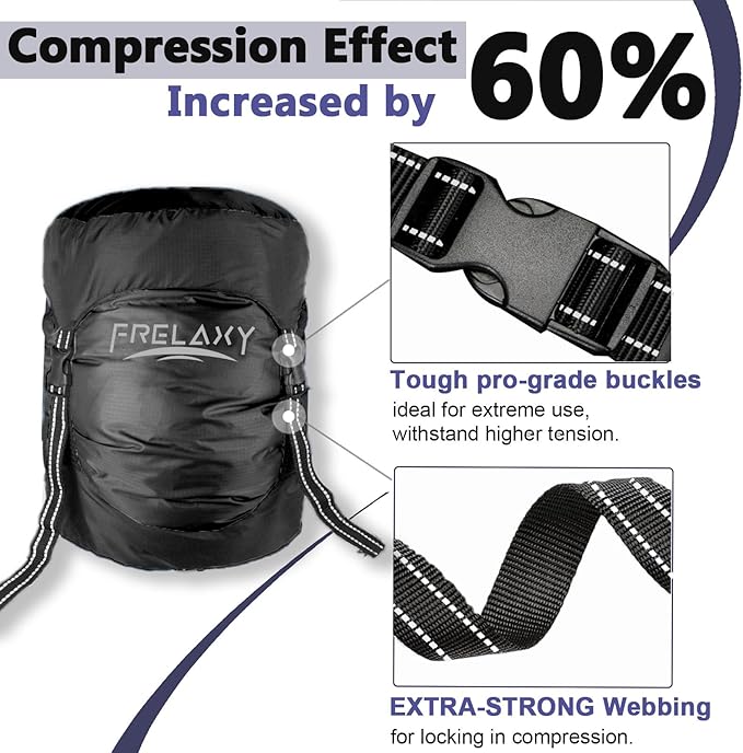 Frelaxy Compression Sack, 40% More Storage! 11L/18L/30L/45L/52L Compression Stuff Sack, Water-Resistant & Ultralight Sleeping Bag Stuff Sack - Space Saving Gear for Camping, Hiking
