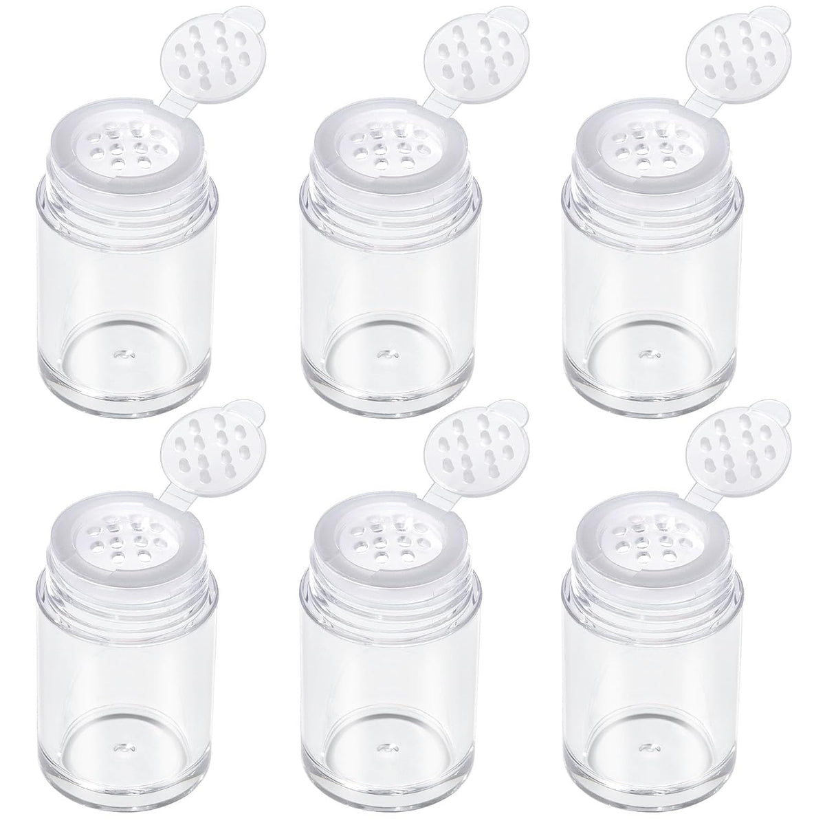 RAYNAG 6 Pieces Mini Empty Loose Powder Bottle Travel Cosmetic Glitter Powder Eye Shadow Shaker Bottle with Sifter and Lids (12 holes)