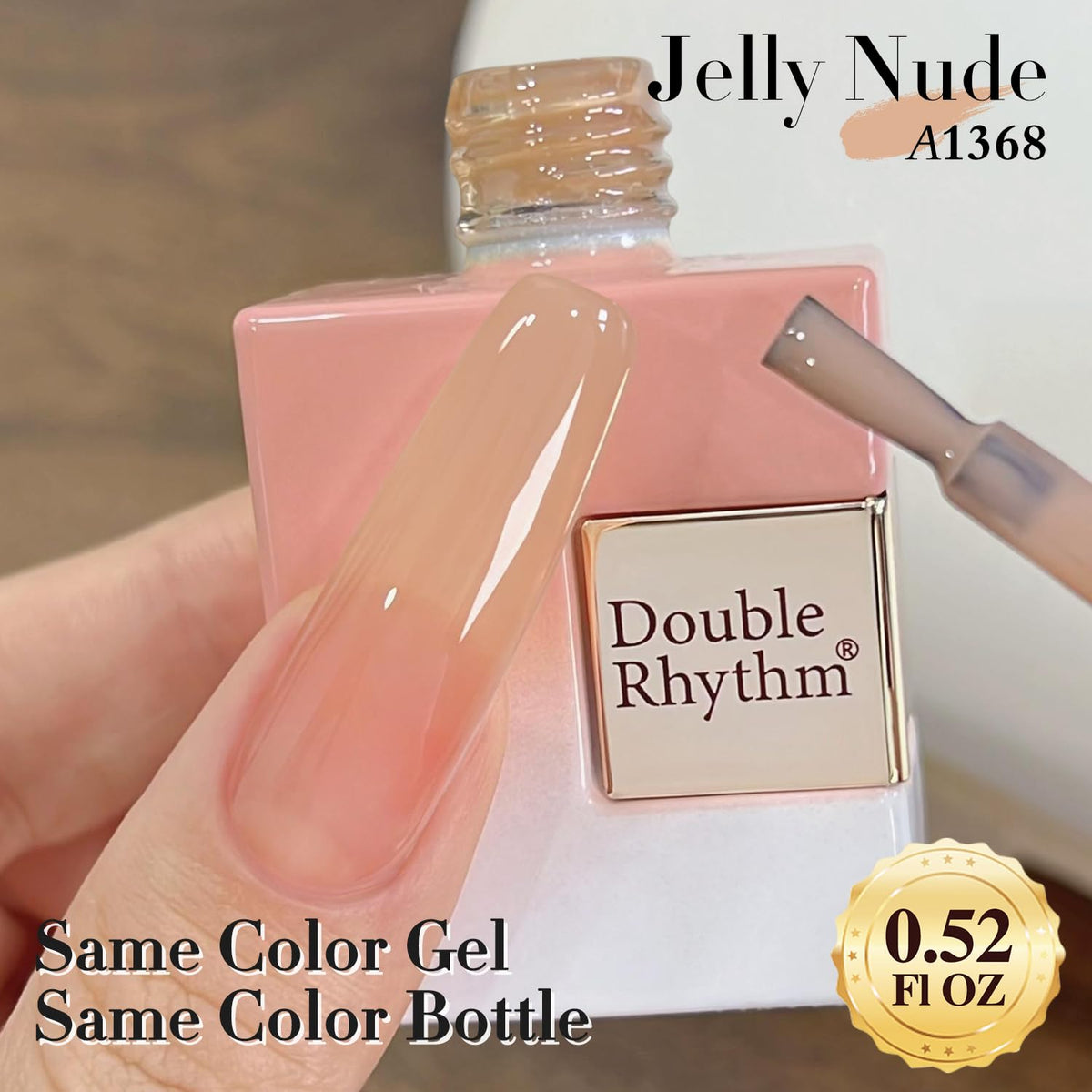 Double Rhythm 0.5Oz Translucent Gel Polish Sheer Neutral Natural Light Milky Same Color Same Bottle 15ML Jelly Art DIY at Home (Neutral Nude Pink-A1368)