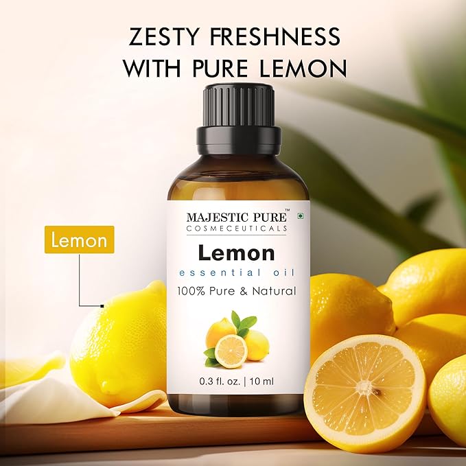 Majestic Pure USDA Organic Lemon Essential Oil | 100% Organic and Premium Quality| Aromatherapy, Skincare, Hair Care, & Household Use | 0.3 fl. Oz