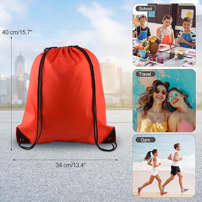 KUUQA 25Pcs Drawstring Backpack Bags String Backpack Sport Bag Sack Cinch Tote Gym Backpack Bulk for Gym Sport Traveling，Red