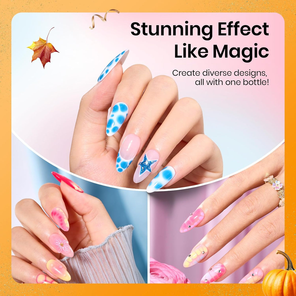 Beetles Blooming Gel, Blooming Gel Nail Polish Clear Uv Led Blossom for Spreading Effect Marble Natural Stone Watercolor Floral Print Fall Nails Soak off Diy Nail Art Design Manicure Gift for Women