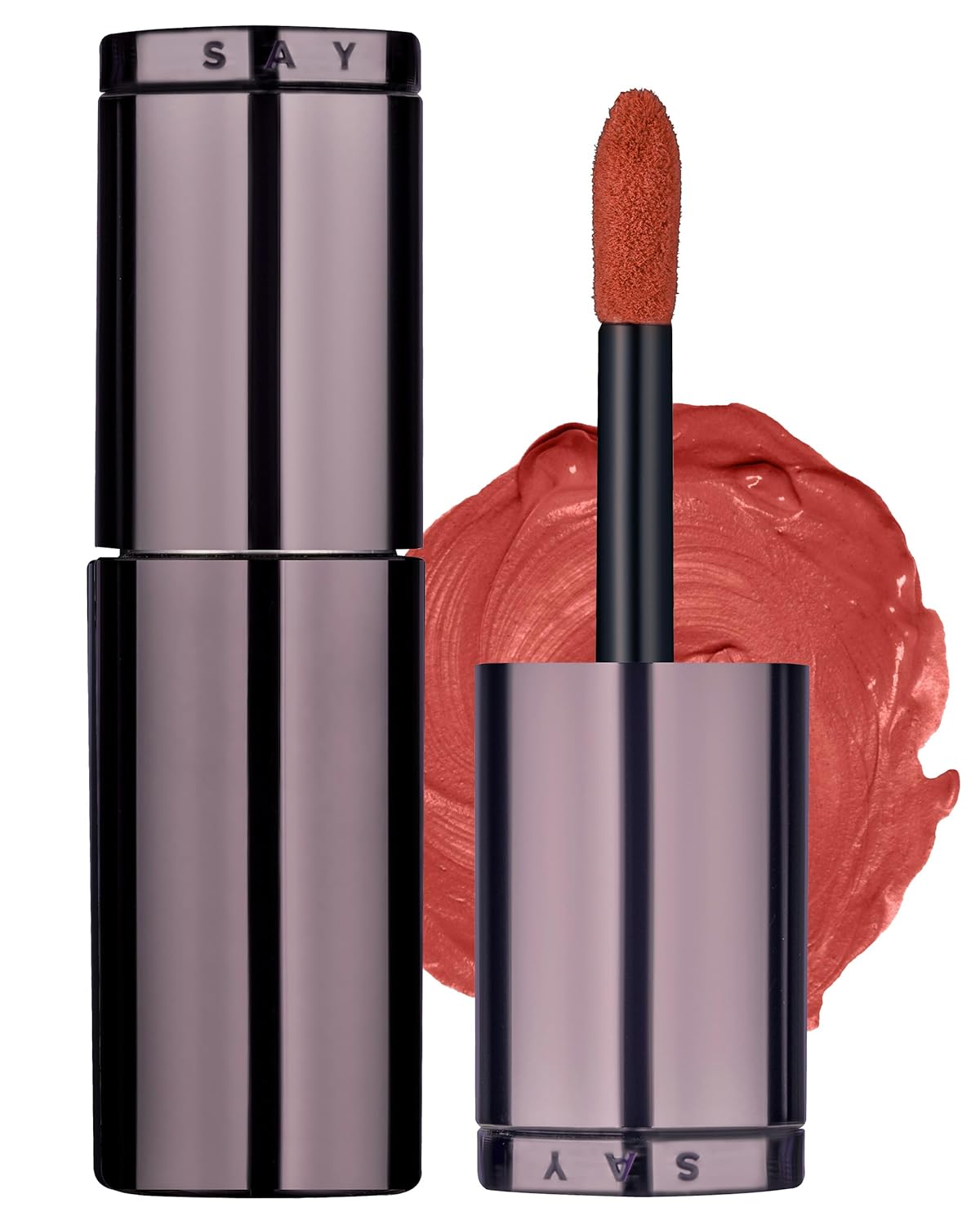 HEVVYMAKEUP Blurring Effect Lip Tint - Airy Velvet Matte Lips - Vegan, Longwear, Vibrant, Buildable Creamy Soft Texture - Korean Lip Makeup, Burnt Pumpkin, 0.13 fl.oz.
