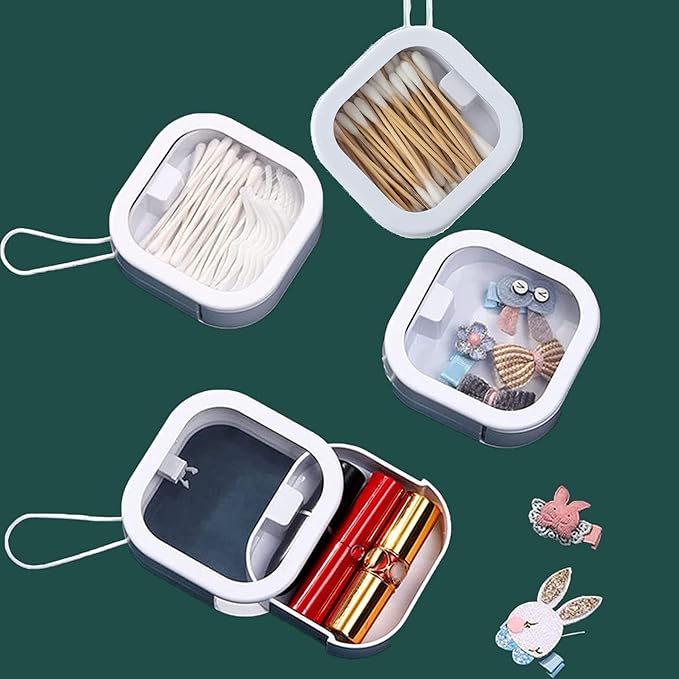 4pcs Hair Tie Organizer,Portable Travel Qtip Holder,Bathroom Storage Organizer Qtip Dispenser Cotton Swabs Dispenser Kids Hair Accessory Box with Lid for Bathroom,Desktop Organizer(4 Pcs Pink)